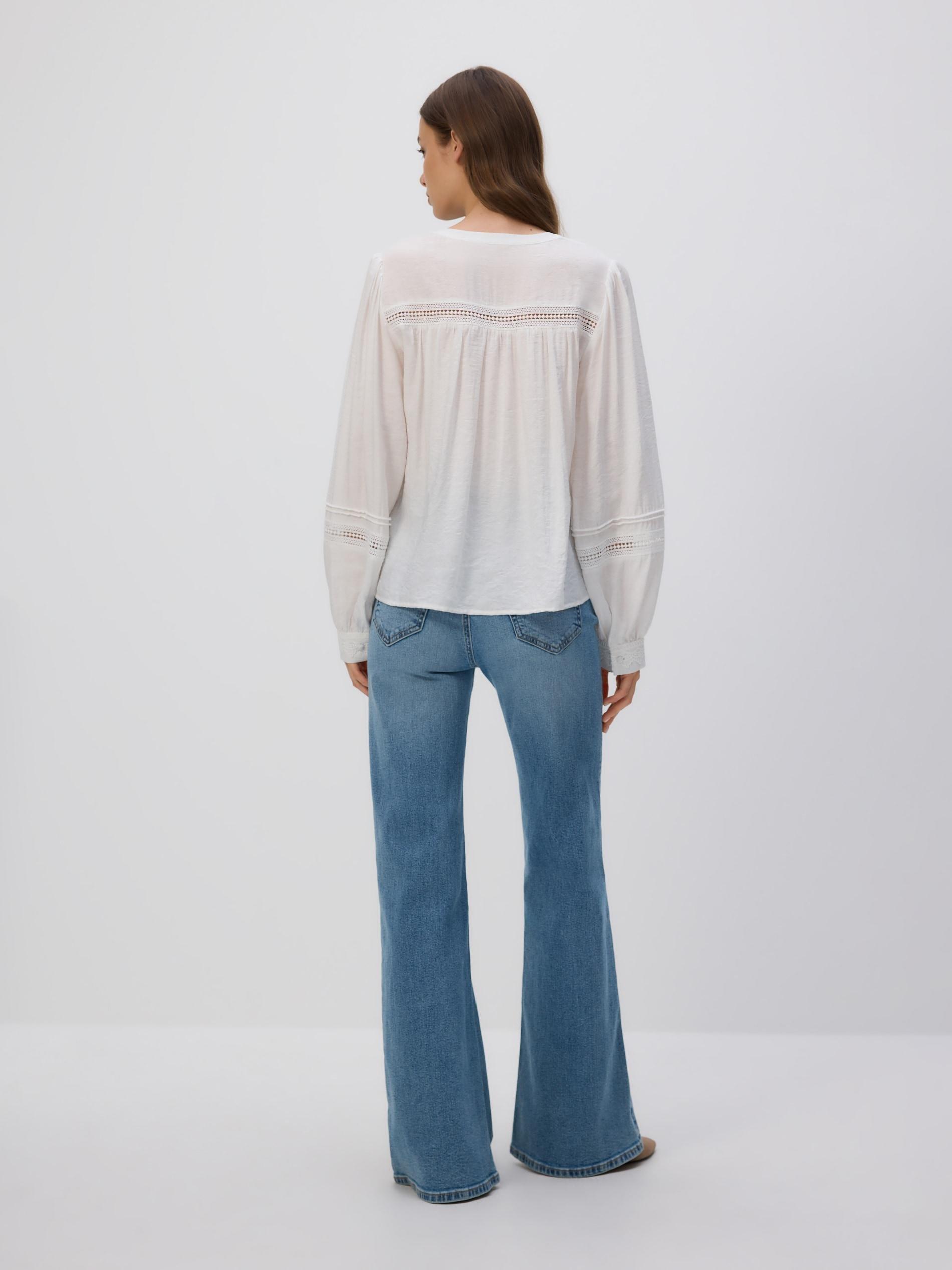 Cream Viscose Rich Blouse With Pleat Detail, Ivory, large image number 3