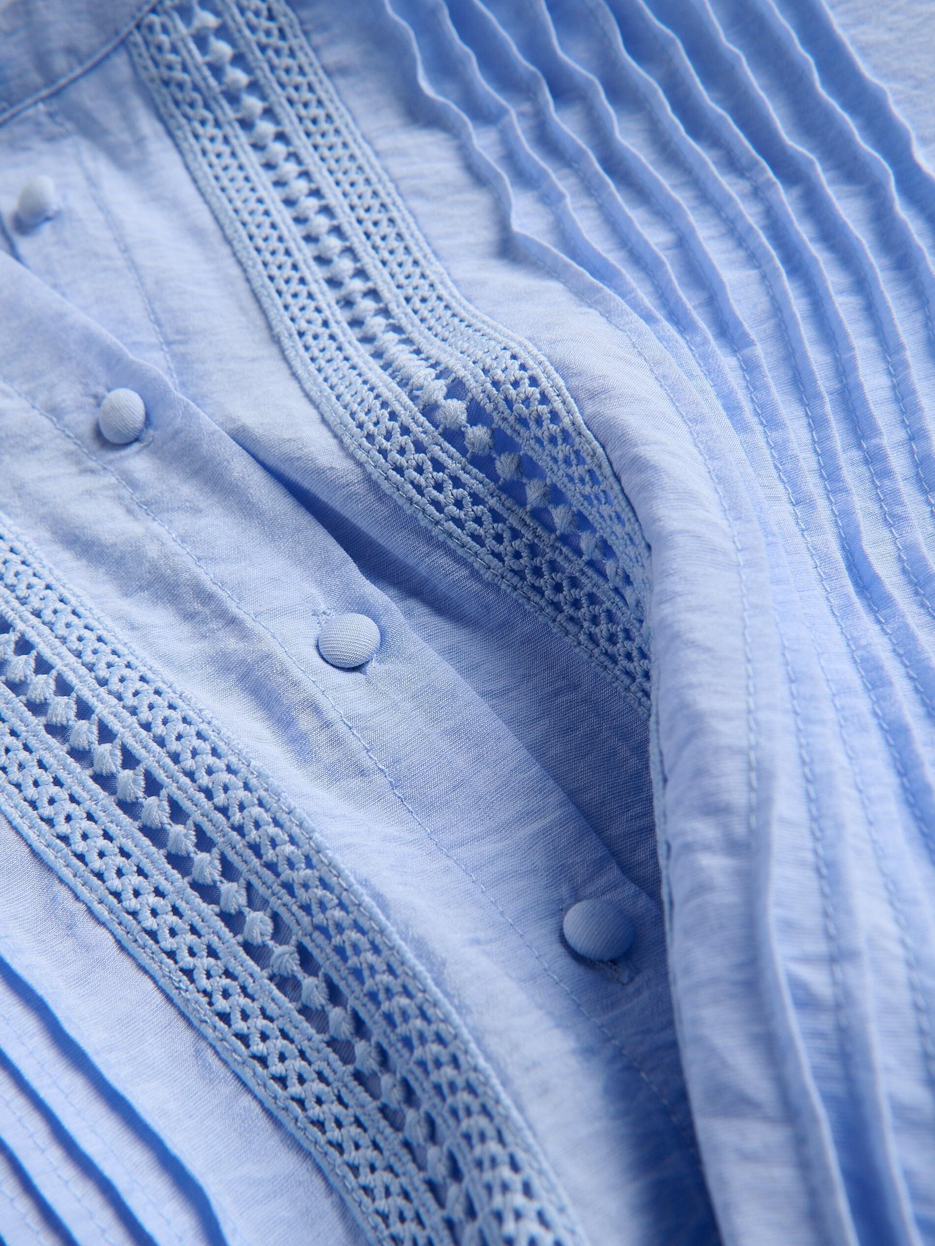 Blue Viscose Rich Blouse With Pleat Detail, Blue, large image number 5