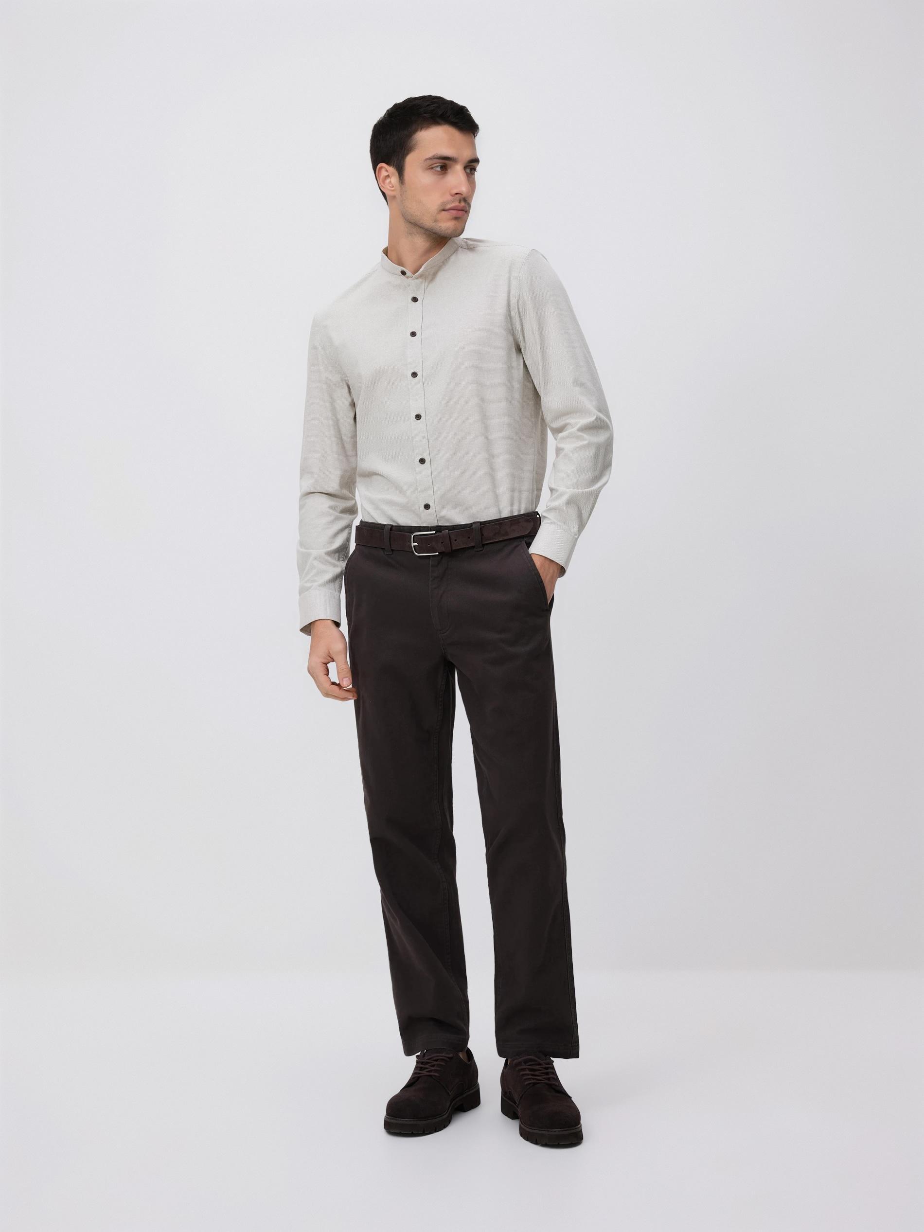 Beige Slim Fit Shirt With Stand Up Collar, Beige, large image number 3