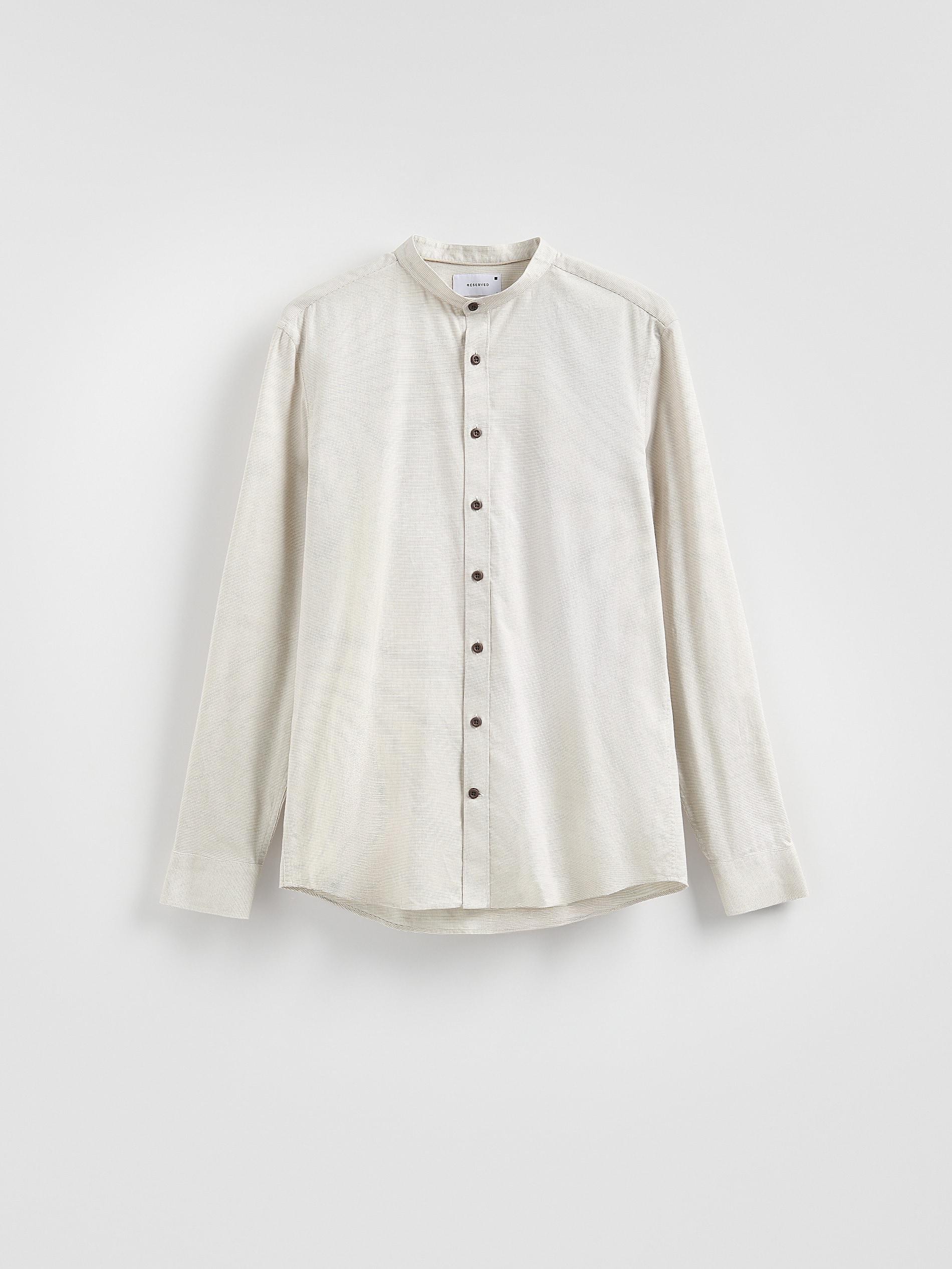 Beige Slim Fit Shirt With Stand Up Collar, Beige, large image number 4