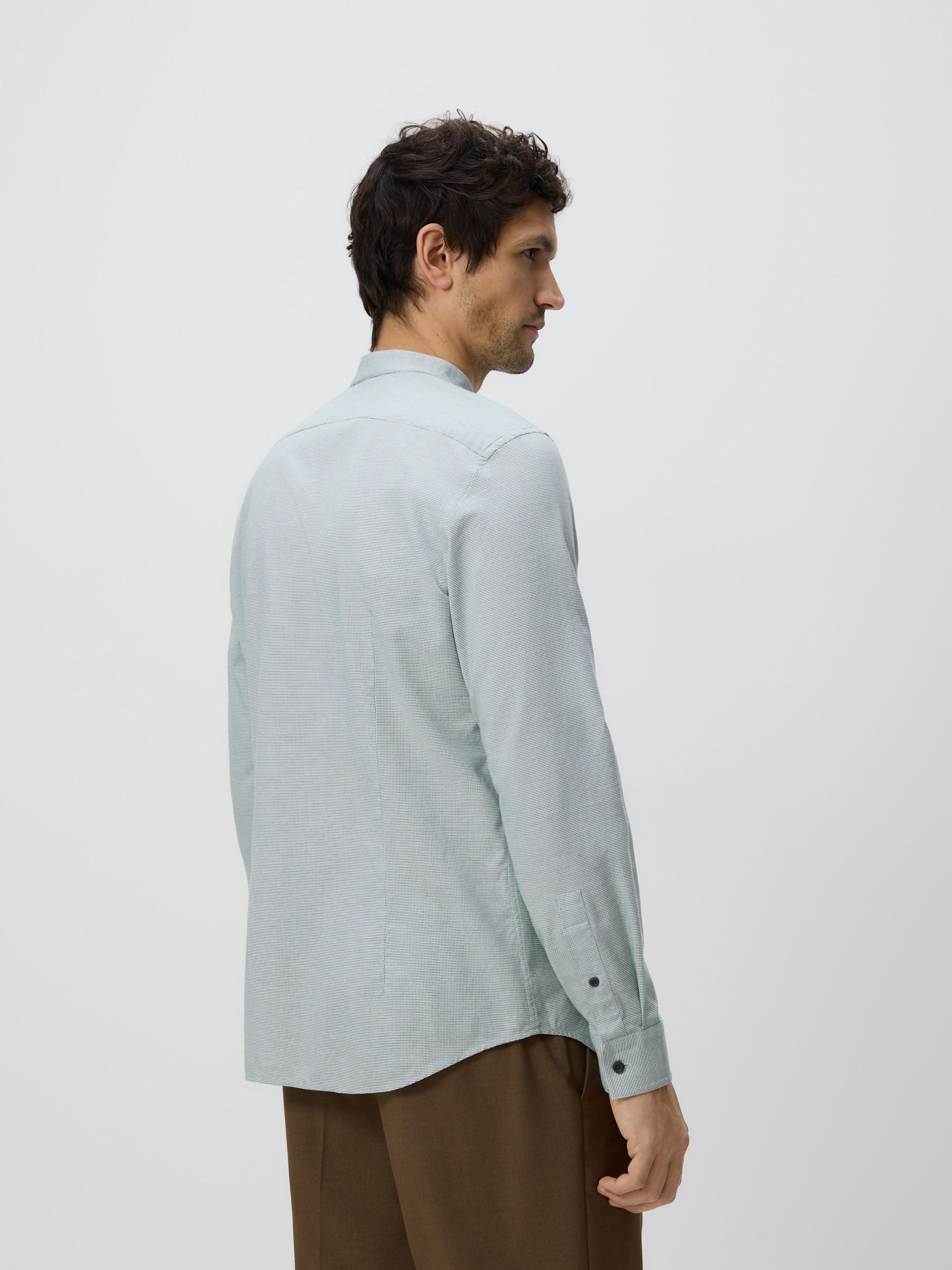 Green Slim Fit Shirt With Stand Up Collar, Green, medium