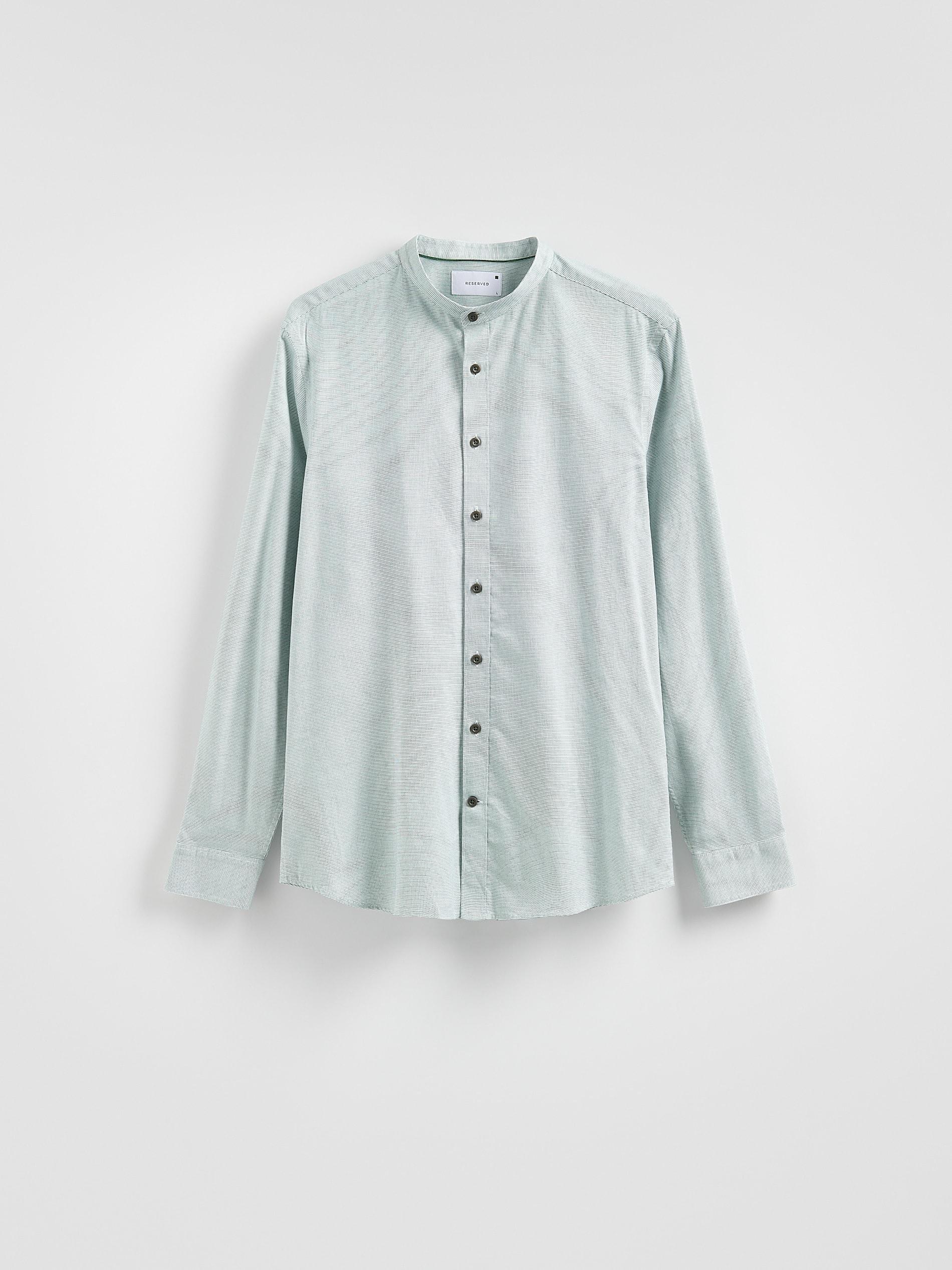 Green Slim Fit Shirt With Stand Up Collar, Green, large image number 3