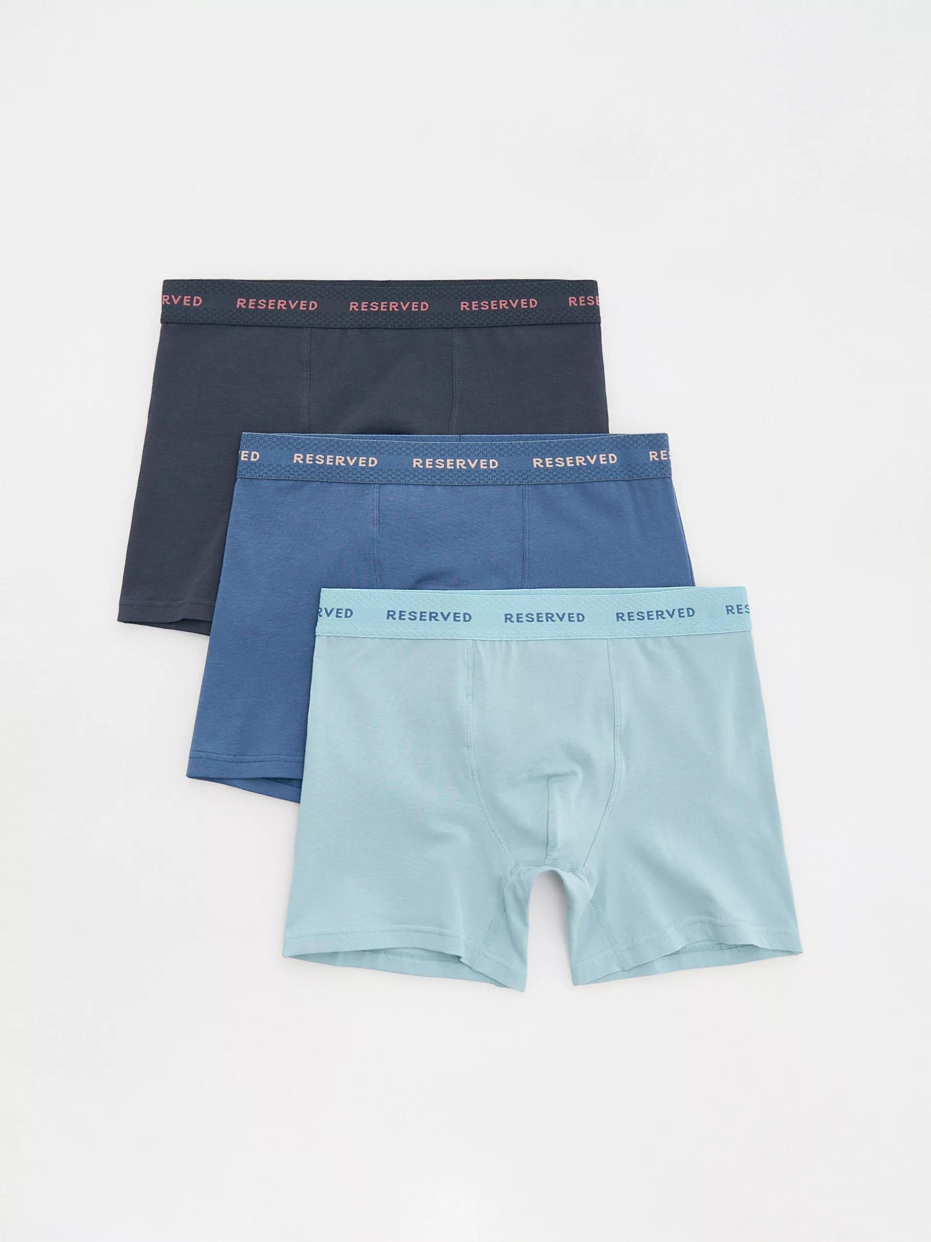 Blue Set Of 3 Pairs Of Long Boxers, , large image number 0