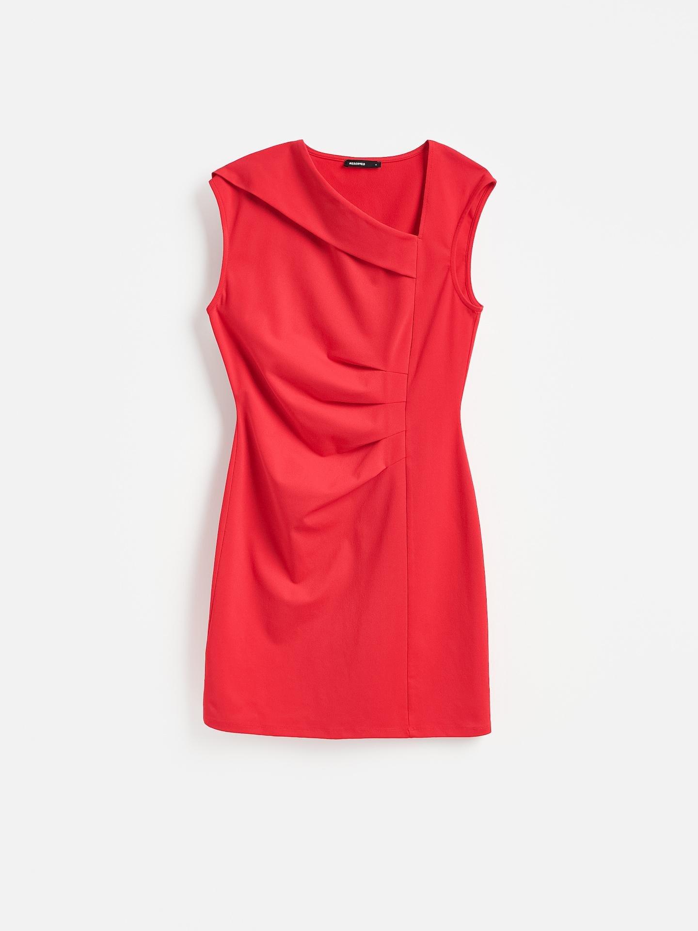 Red Mini Dress With Gathering, Red, large image number 4
