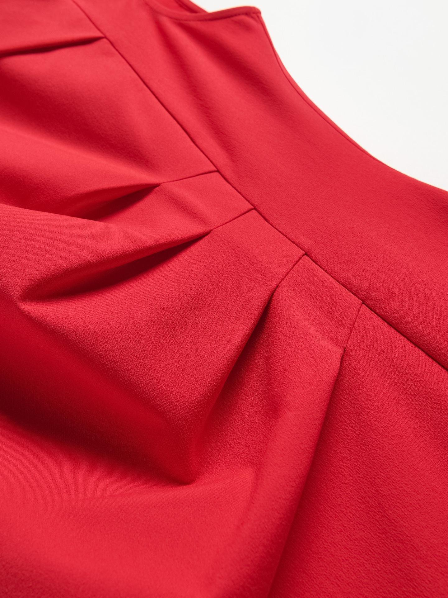 Red Mini Dress With Gathering, Red, large image number 5