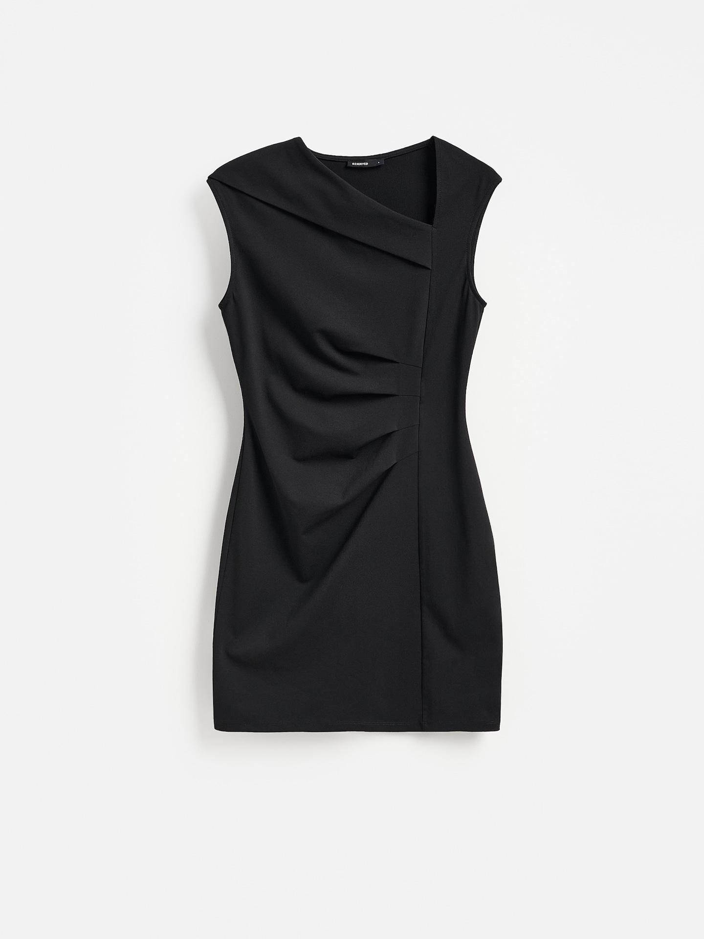 Black Mini Dress With Gathering, Black, large image number 4