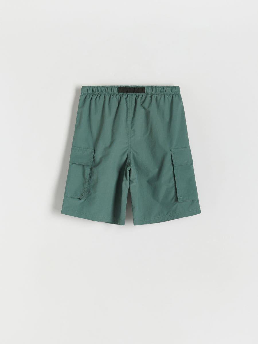 Green Lined Swimming Shorts, Kids Boys, , large image number 1