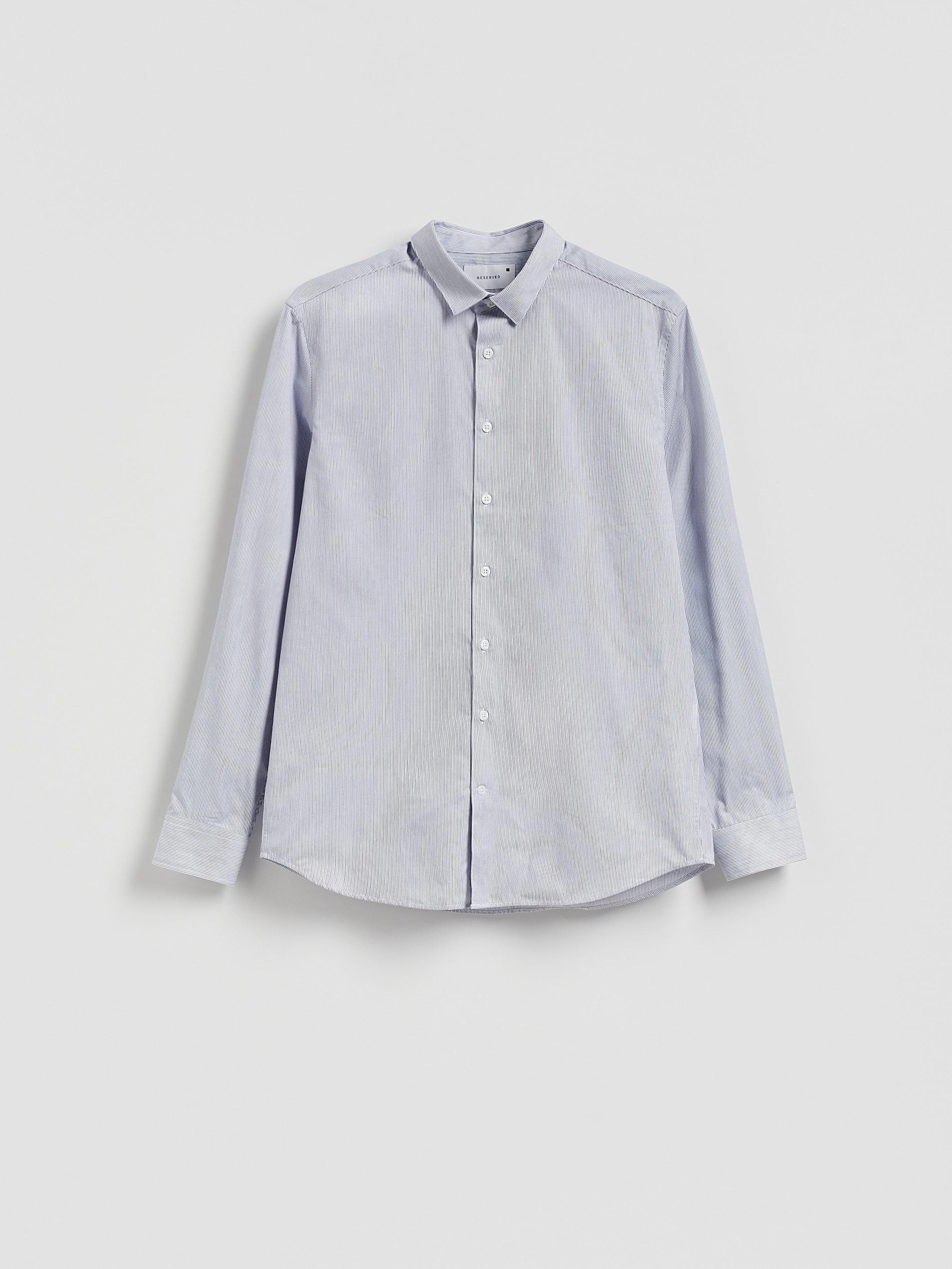 Blue Patterned Slim Fit Shirt, Blue, medium