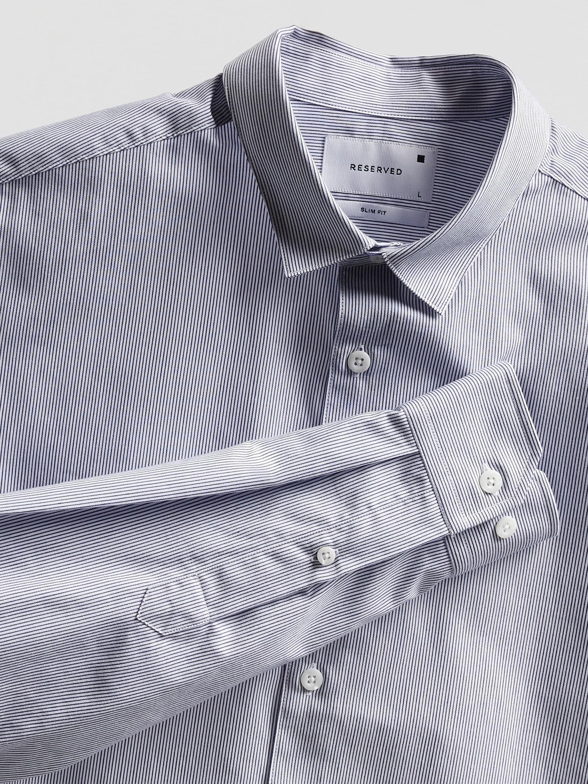 Blue Patterned Slim Fit Shirt, Blue, medium