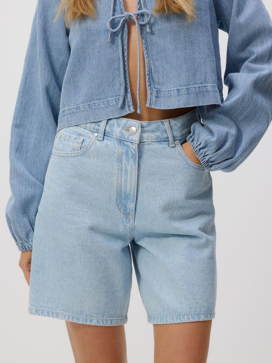 Denim bermuda shorts, , large image number 1