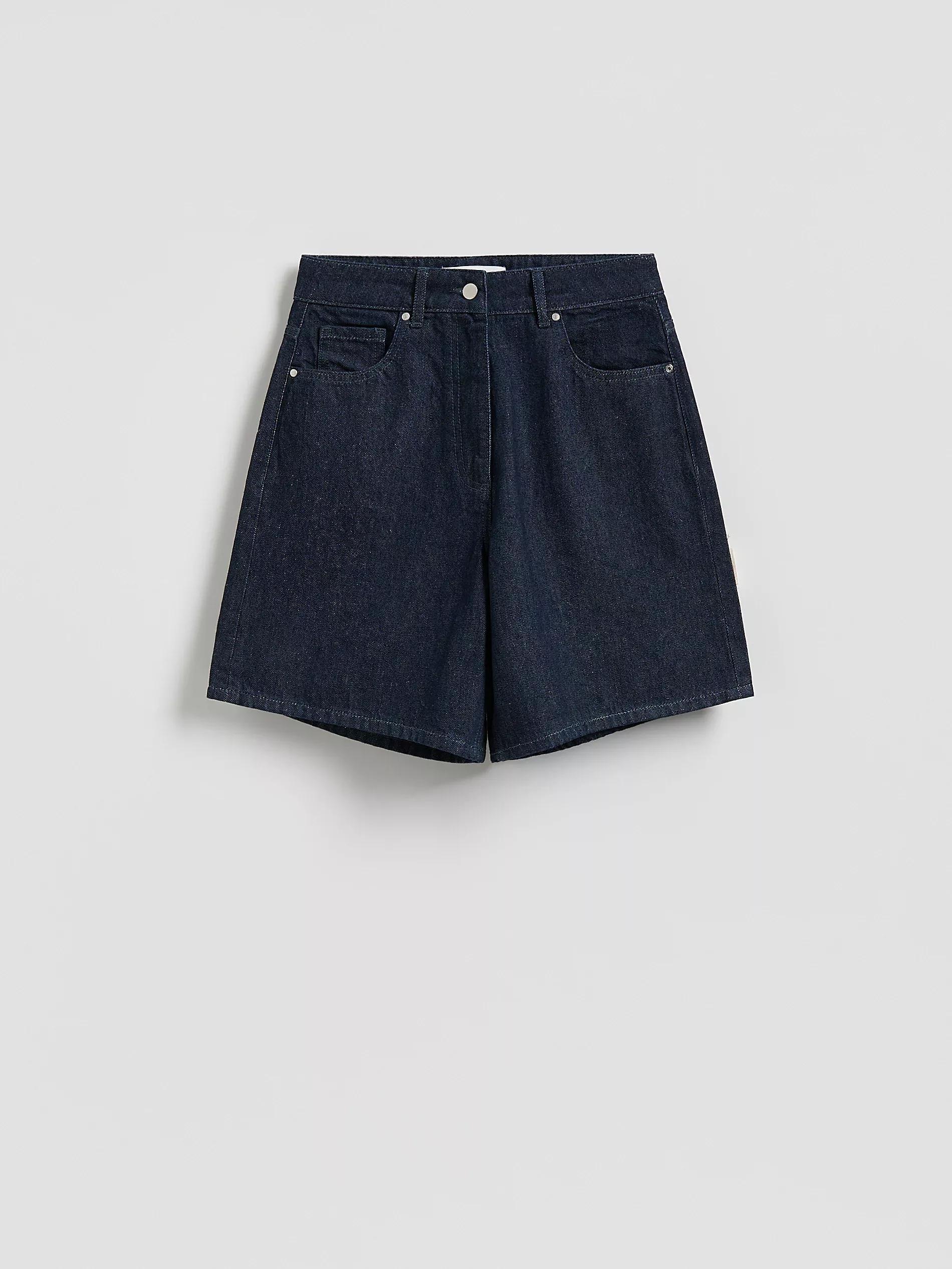 Navy Denim Bermuda Shorts, , large image number 4