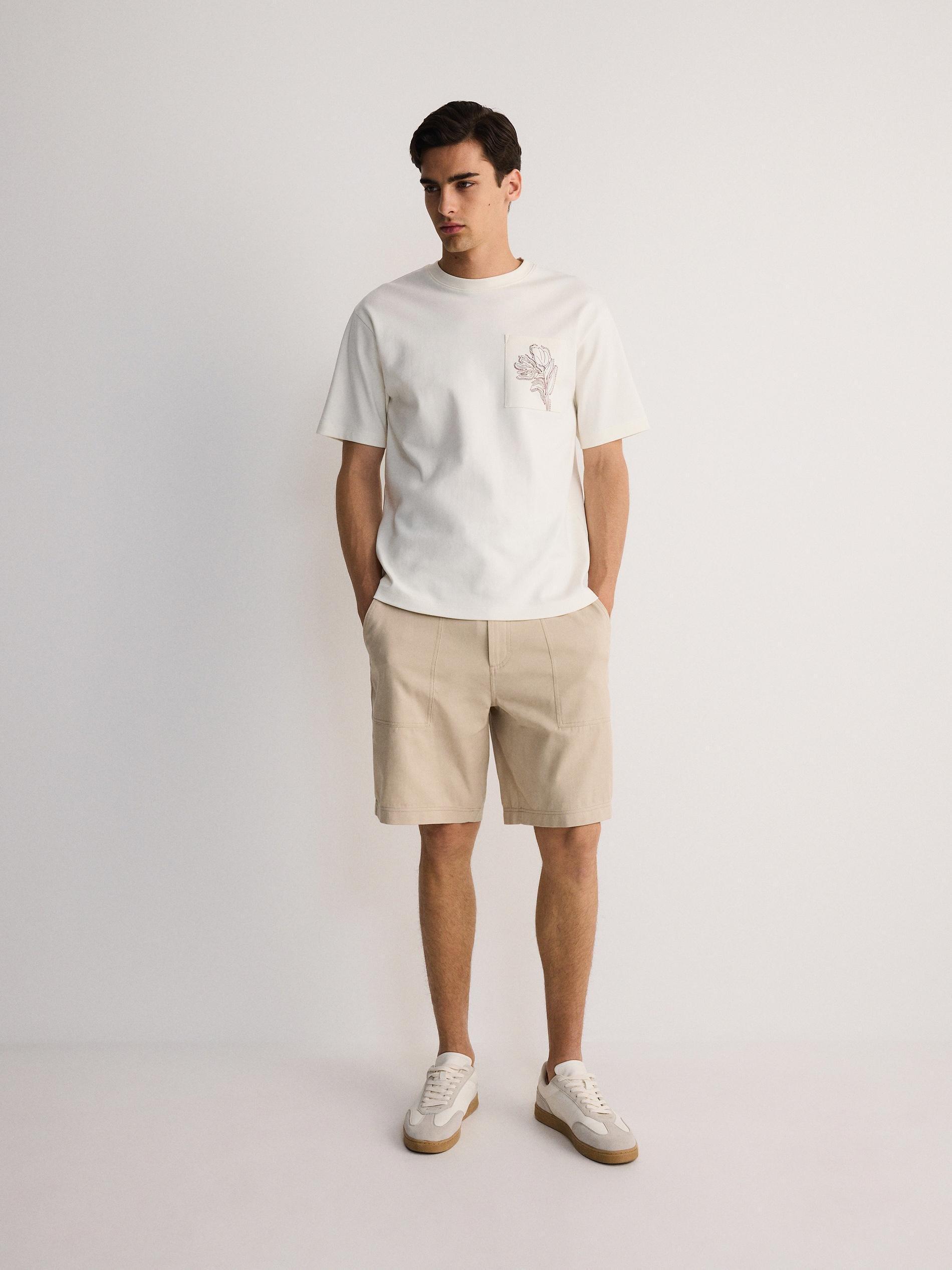 Beige Loose Shorts With Linen Blend, , large image number 2