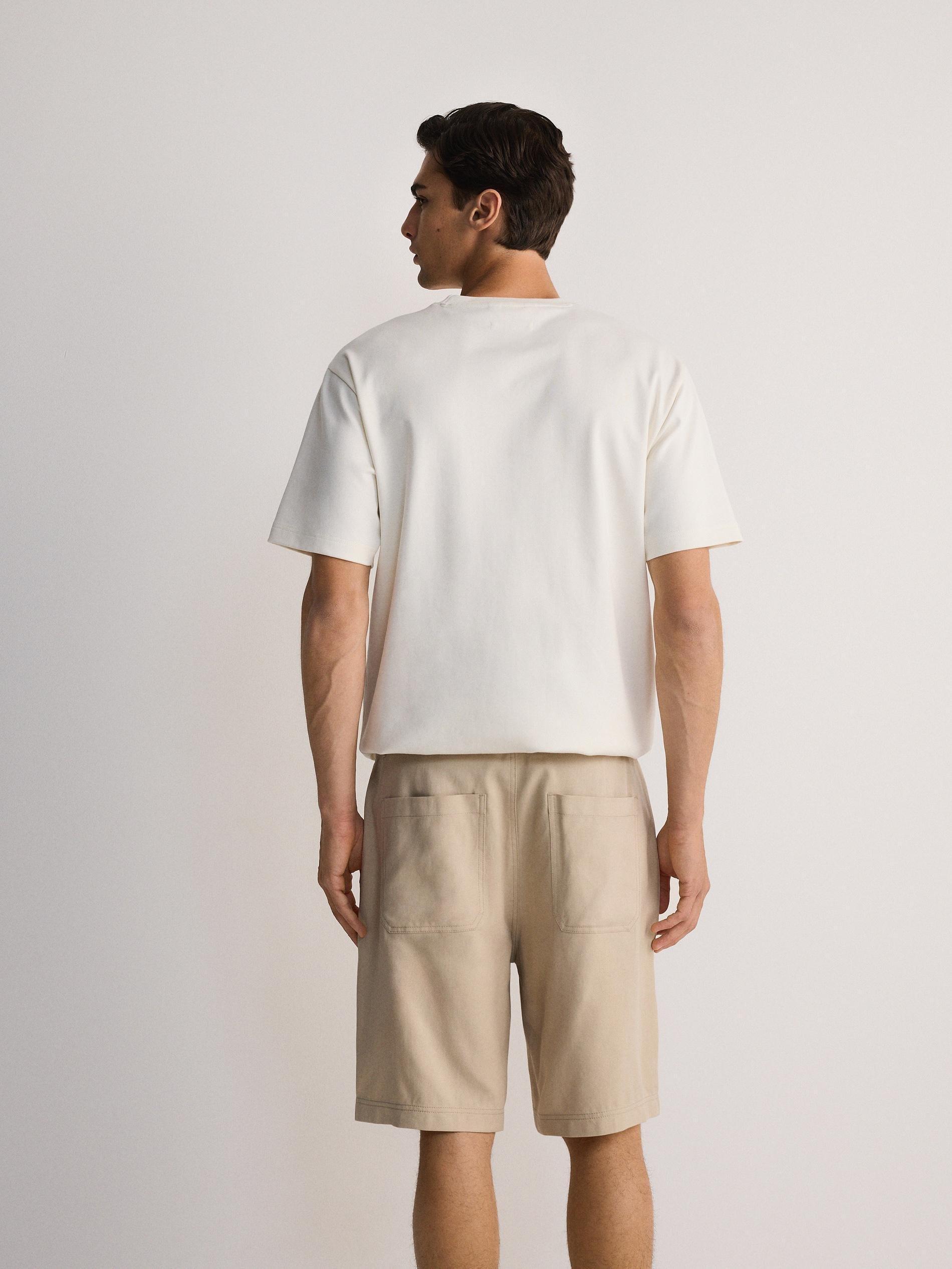 Beige Loose Shorts With Linen Blend, , large image number 3
