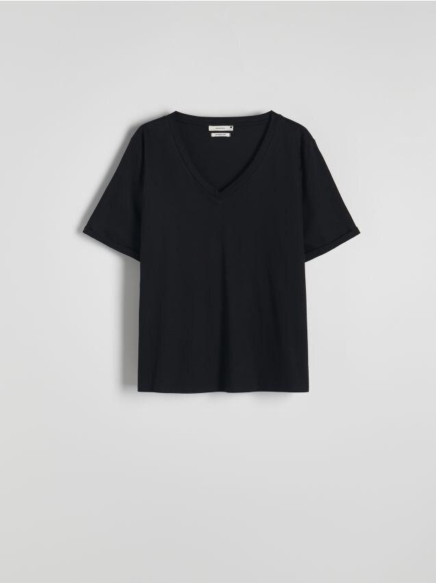 Black V-Neck T-Shirt, , large image number 0