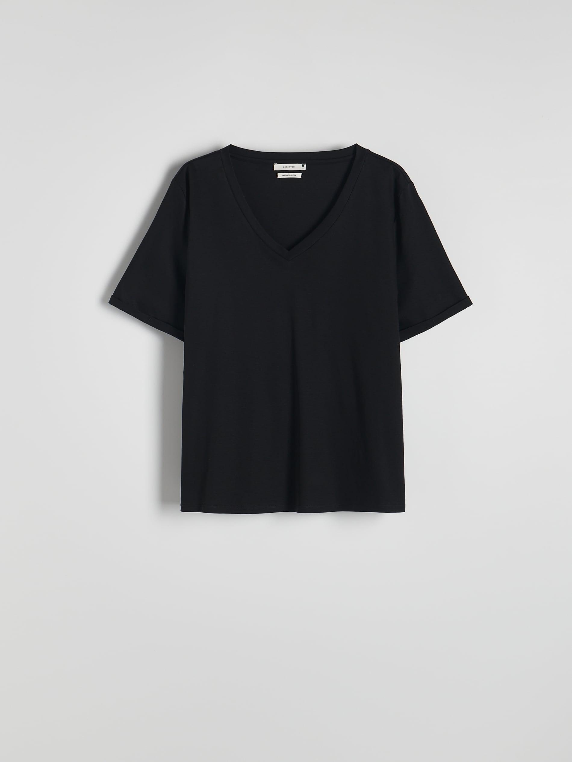 Black V-Neck T-Shirt, , large image number 1