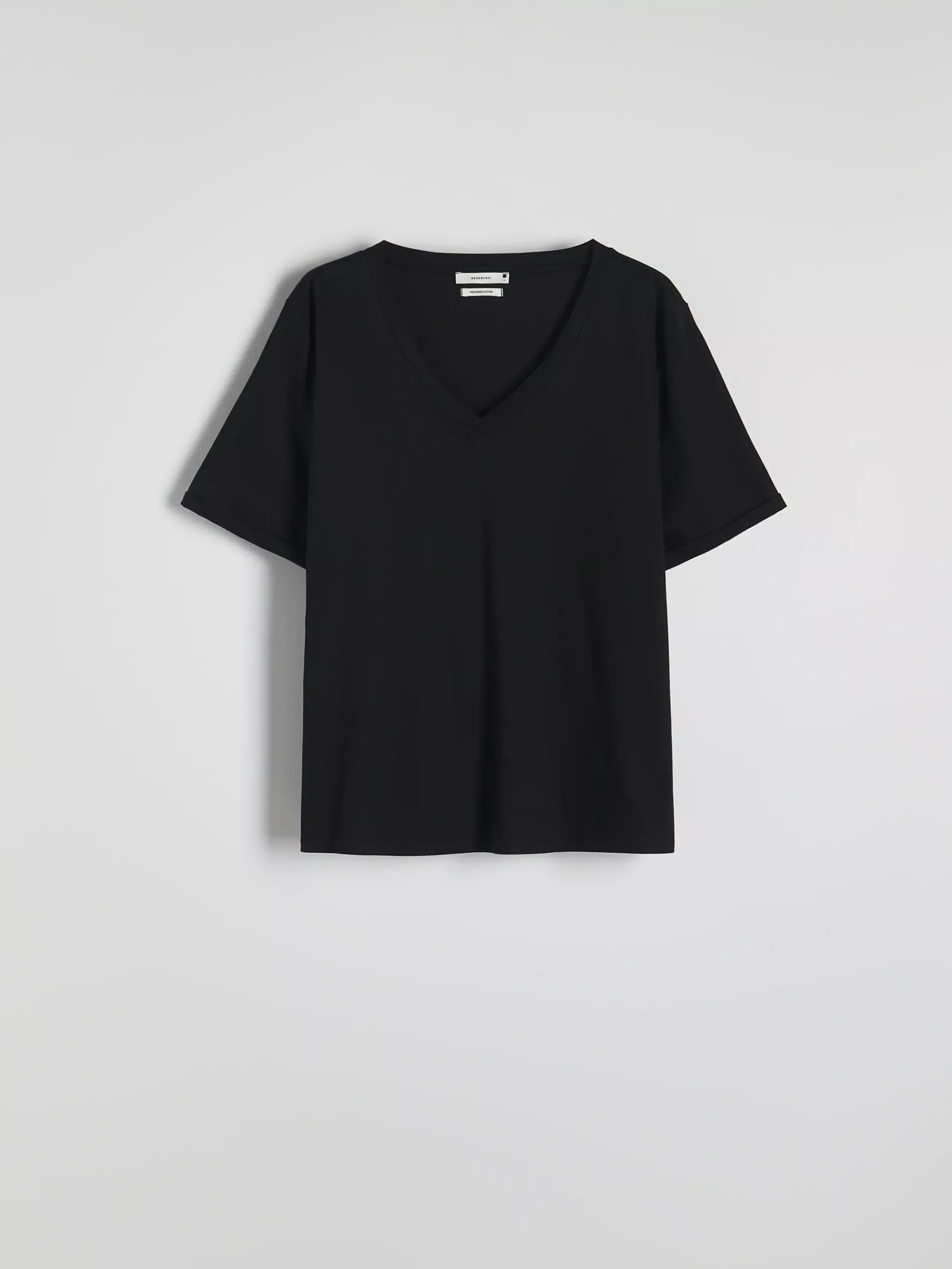 Black V-Neck T-Shirt, , large image number 7