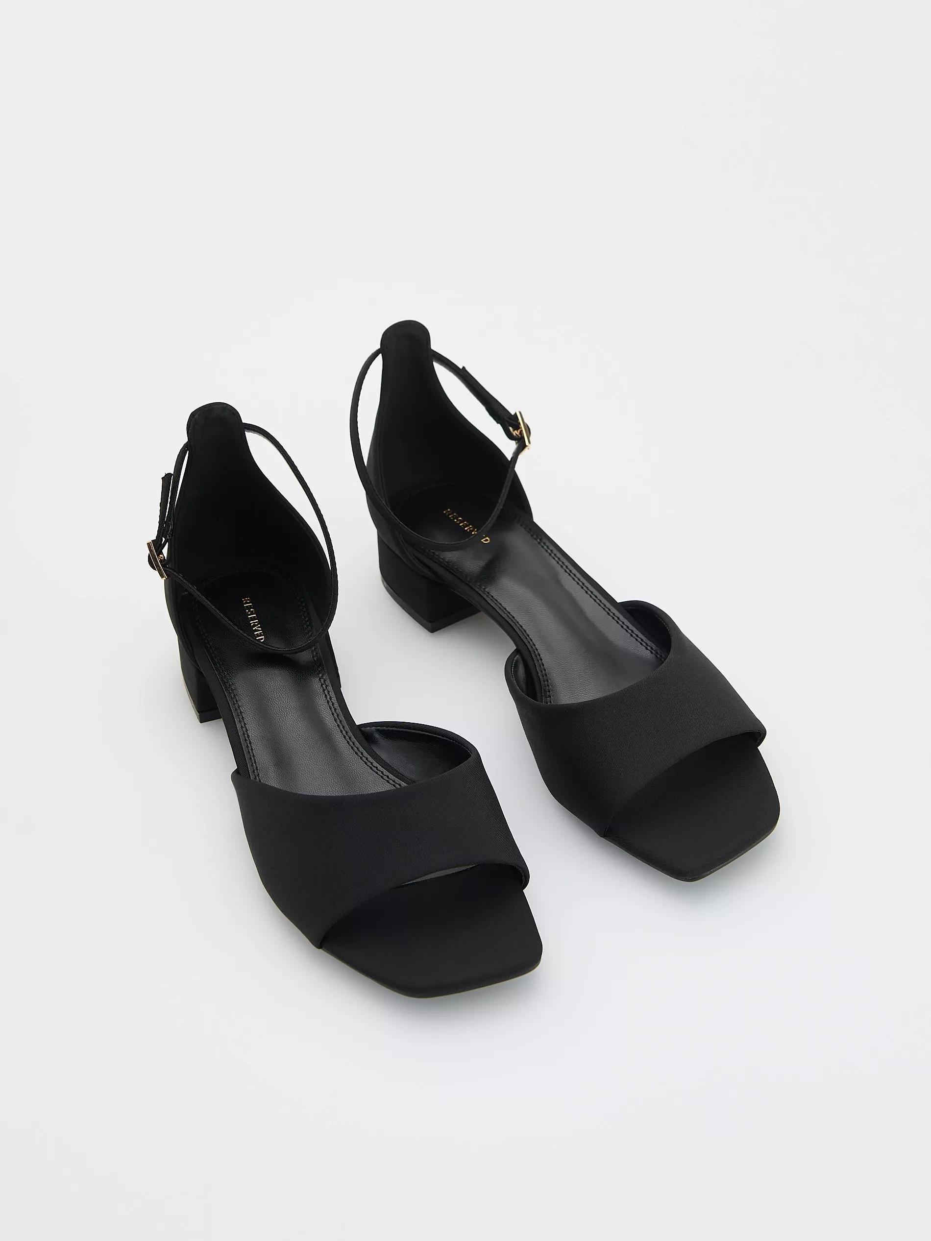 Black Heeled Sandals, Black, large image number 1