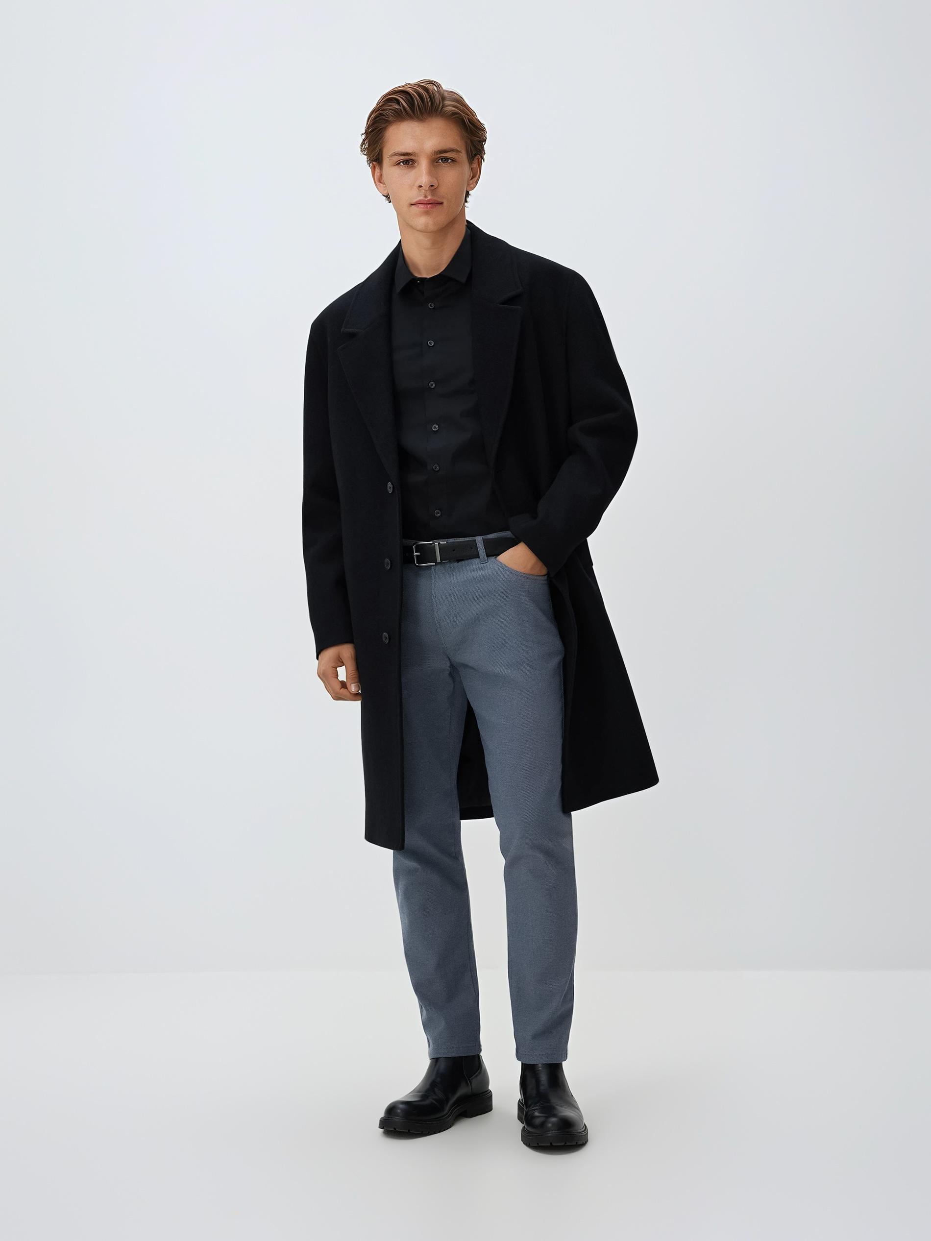 Black Slim Fit Plain Shirt, Black, large image number 3