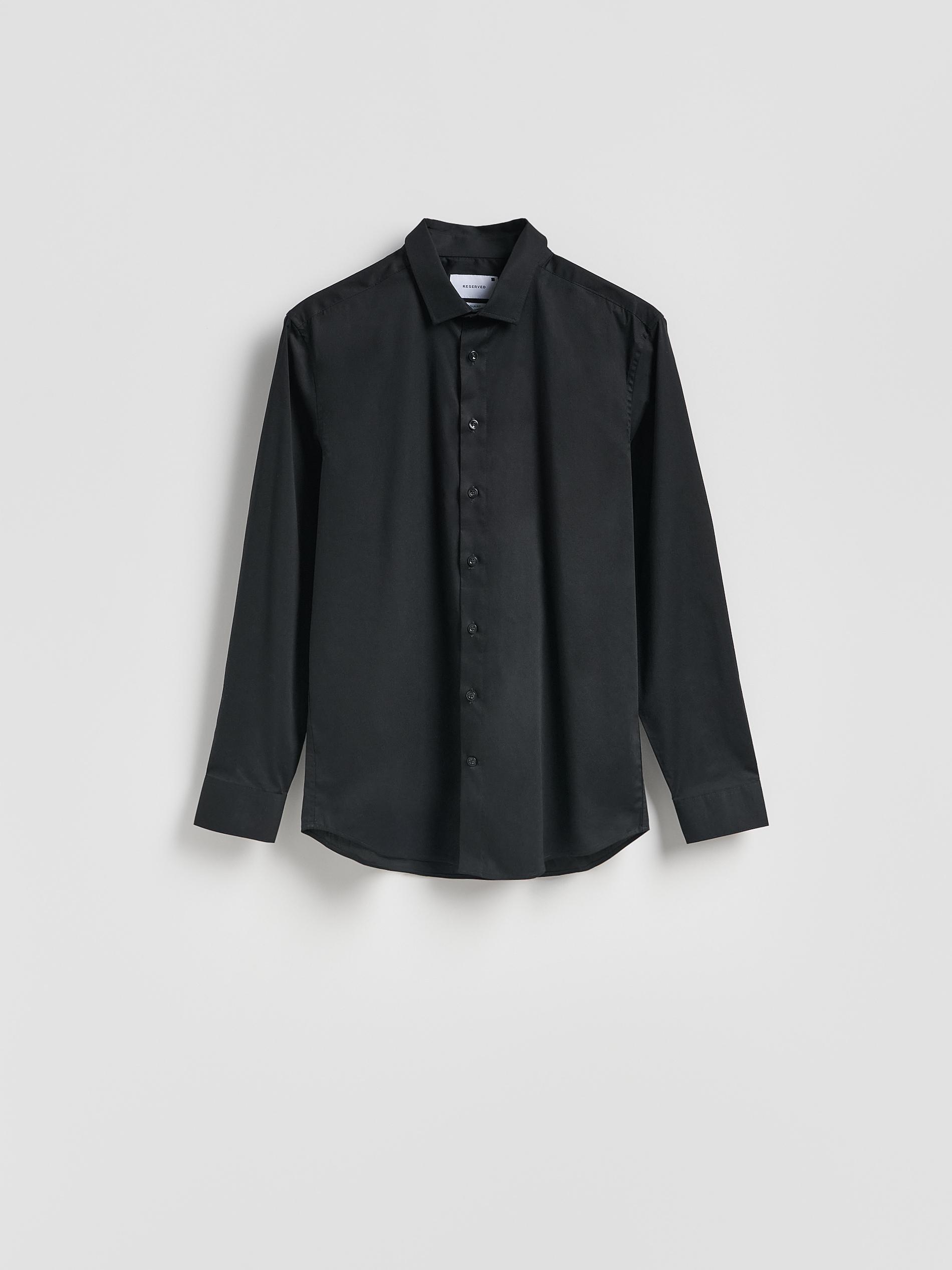 Black Slim Fit Plain Shirt, Black, large image number 4