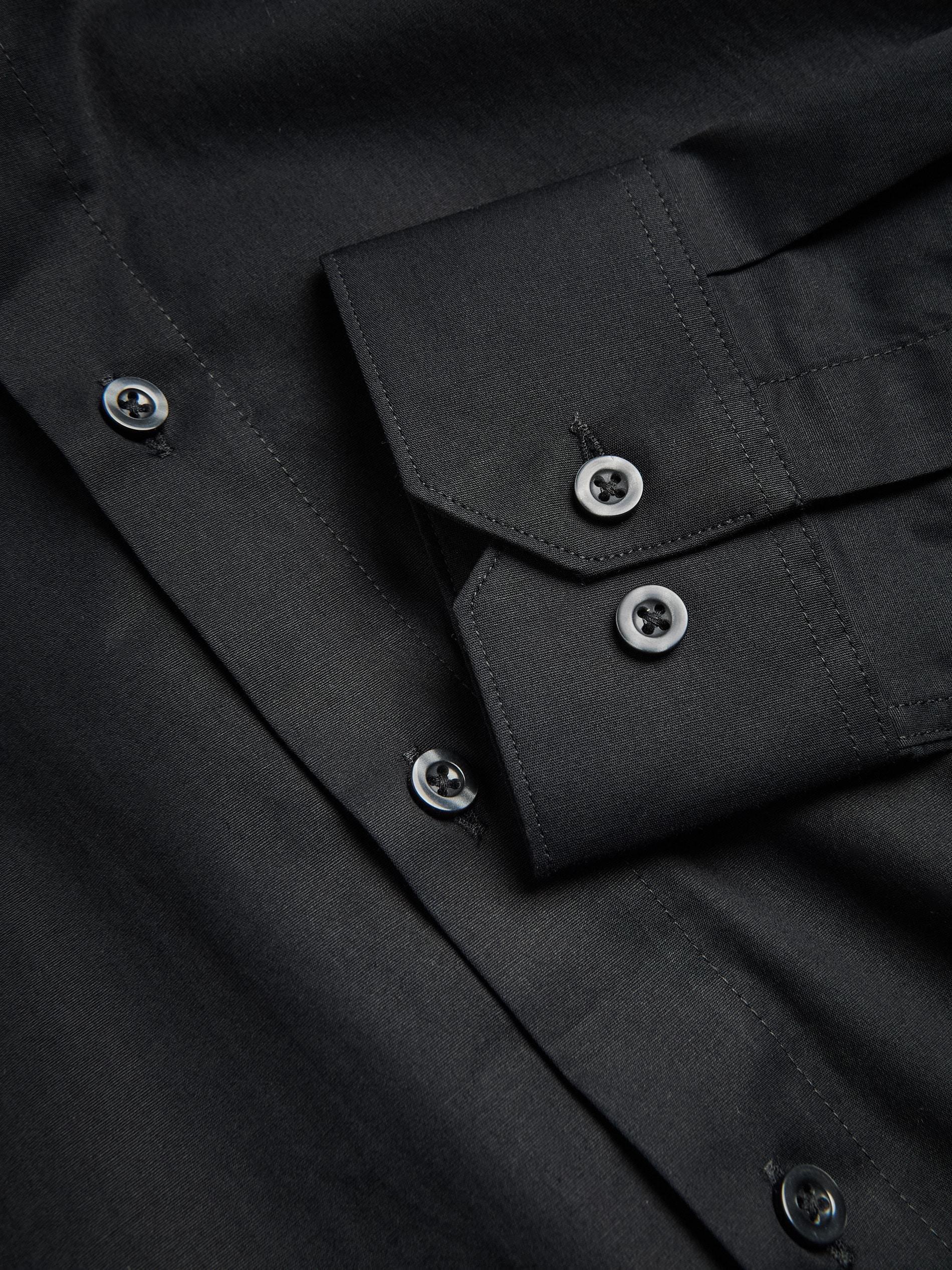 Black Slim Fit Plain Shirt, Black, large image number 5