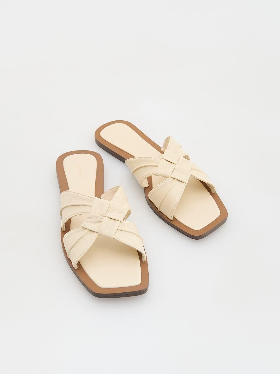 Cream Mules With Straps, , large image number 1