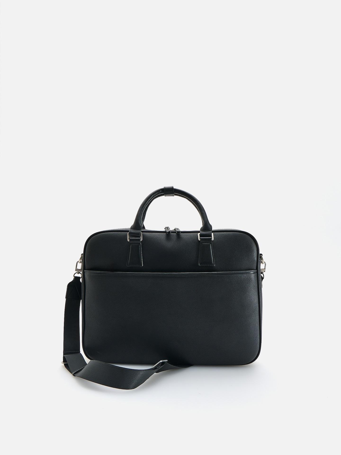 Black Eco Leather Laptop Bag, Black, medium