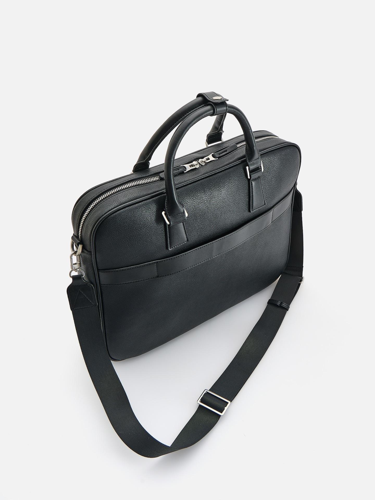Black Eco Leather Laptop Bag, Black, medium