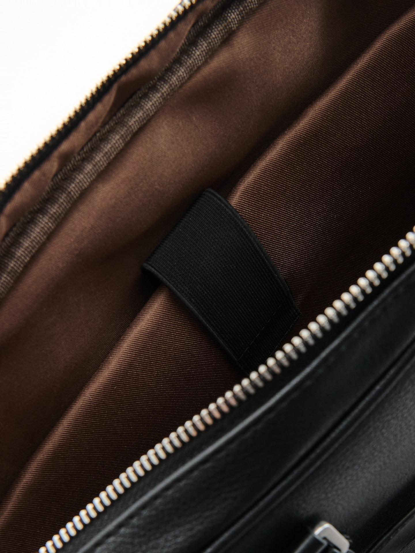 Black Eco Leather Laptop Bag, Black, large image number 2