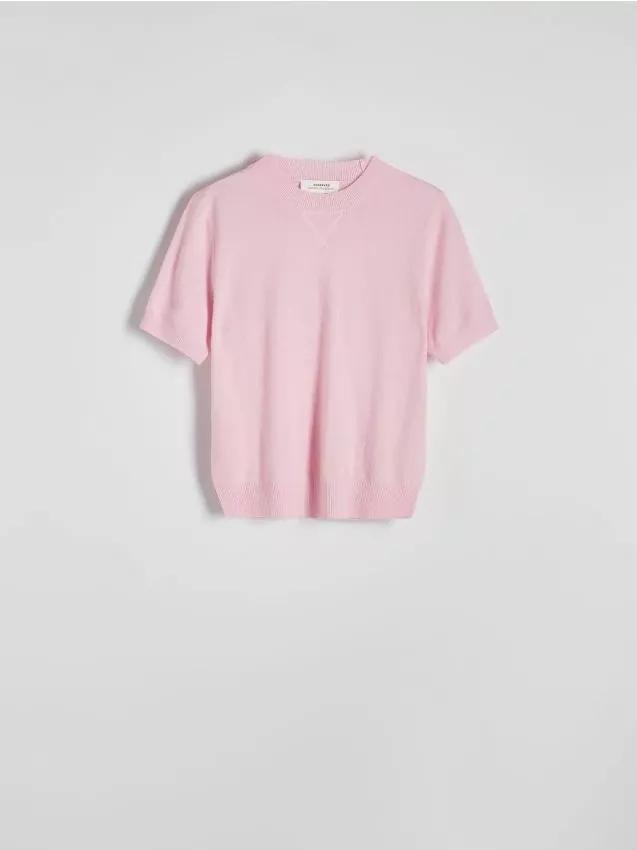 Pink Short-Sleeved Wool Sweater, , large image number 0