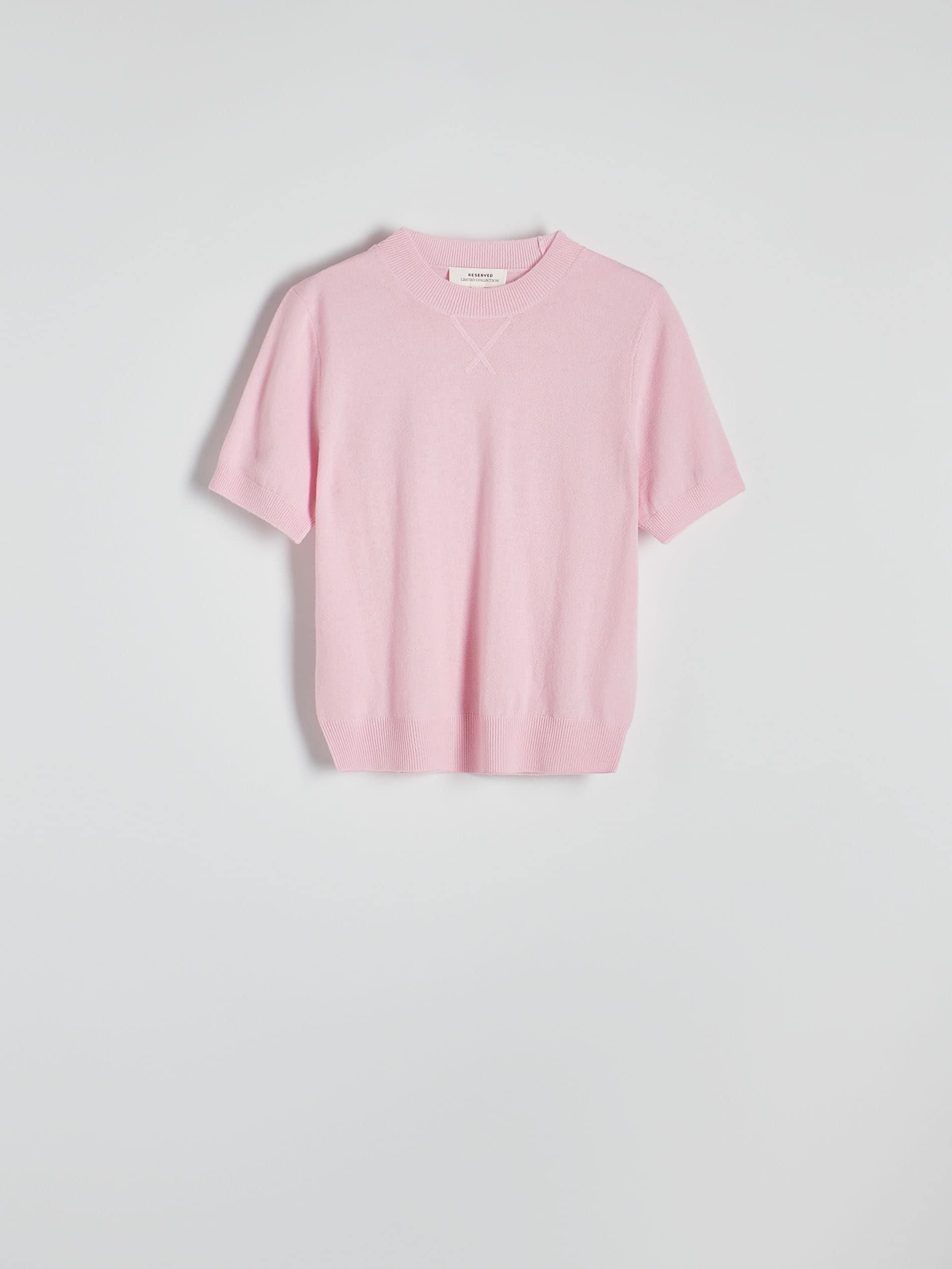 Pink Short-Sleeved Wool Sweater, , large image number 1