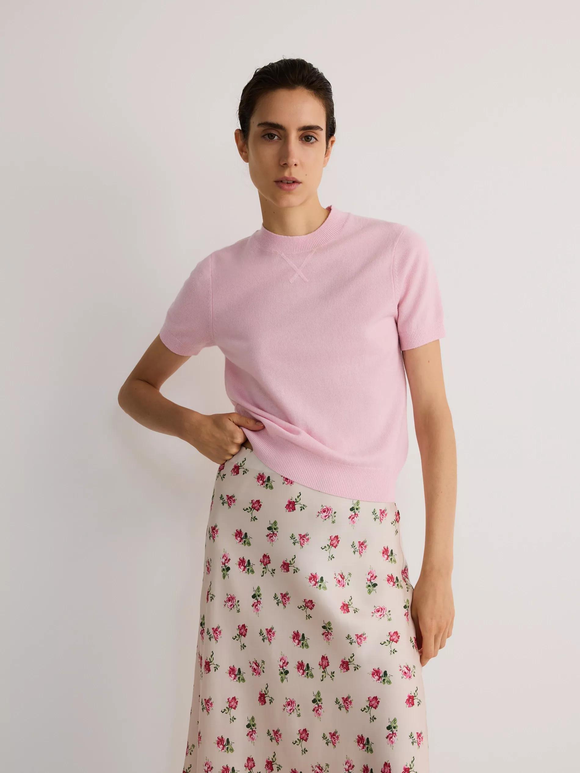 Pink Short-Sleeved Wool Sweater, , large image number 3