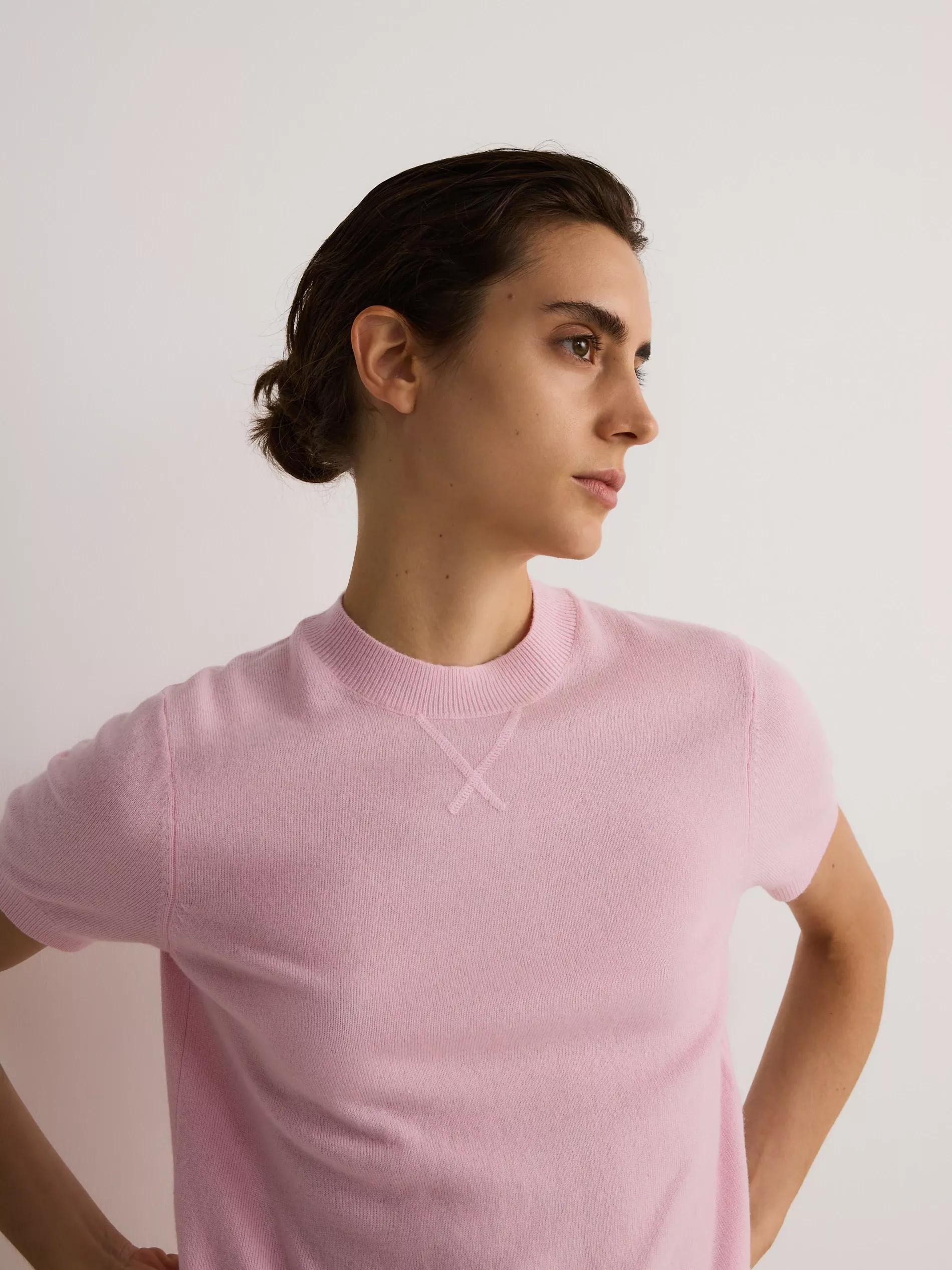 Pink Short-Sleeved Wool Sweater, , large image number 5