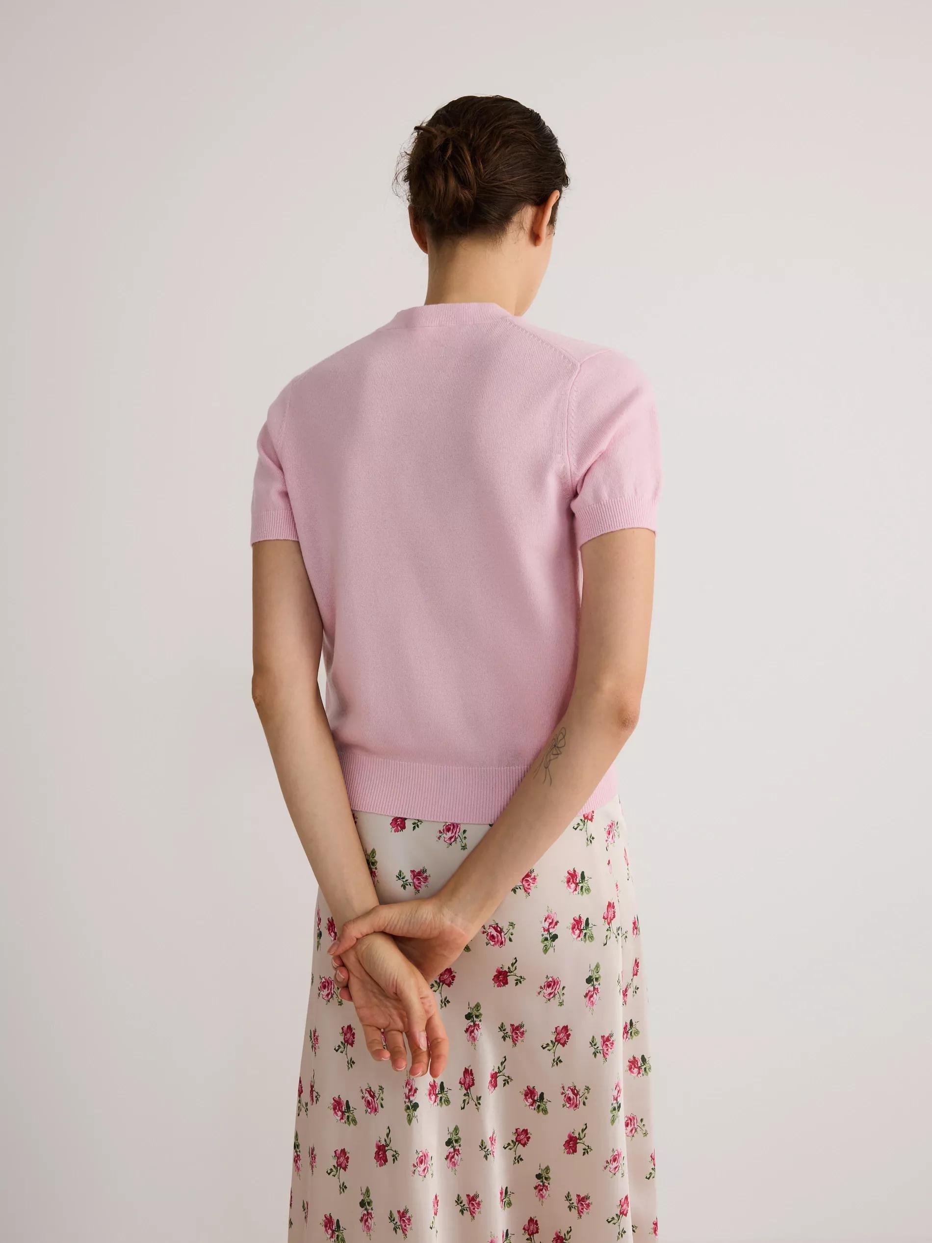 Pink Short-Sleeved Wool Sweater, , large image number 6