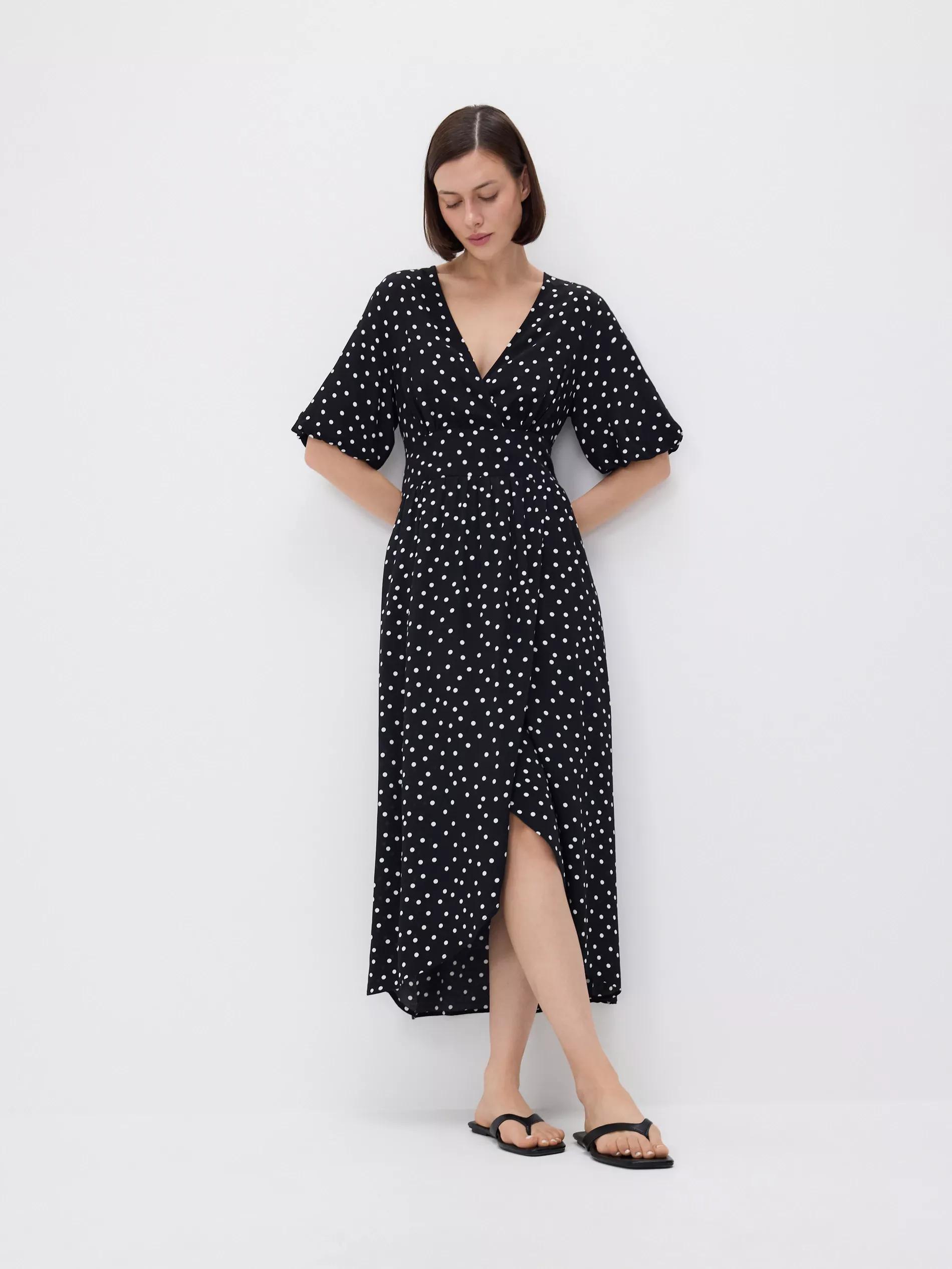 Black Viscose Dress, Black, large image number 0
