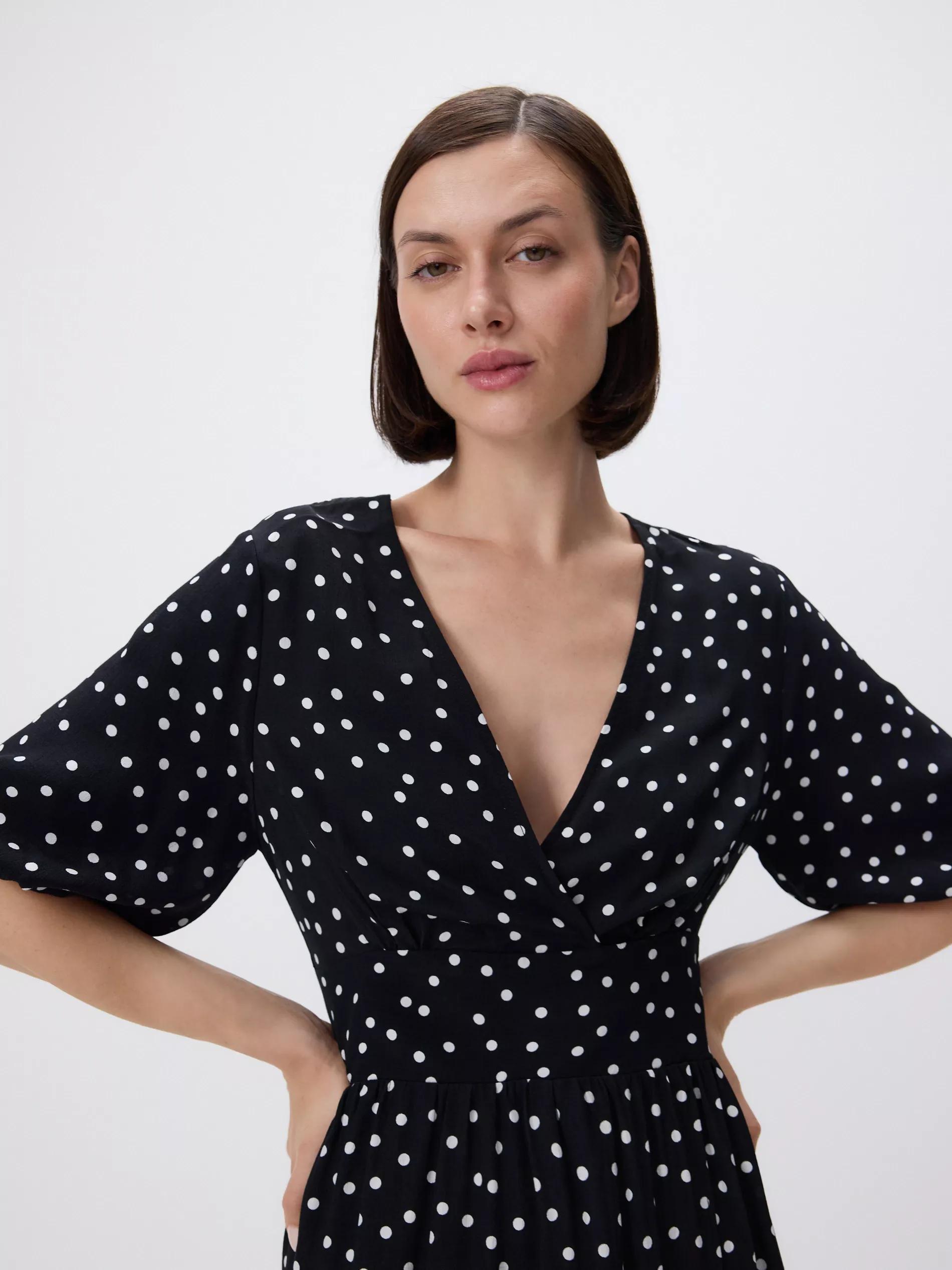 Black Viscose Dress, Black, large image number 2