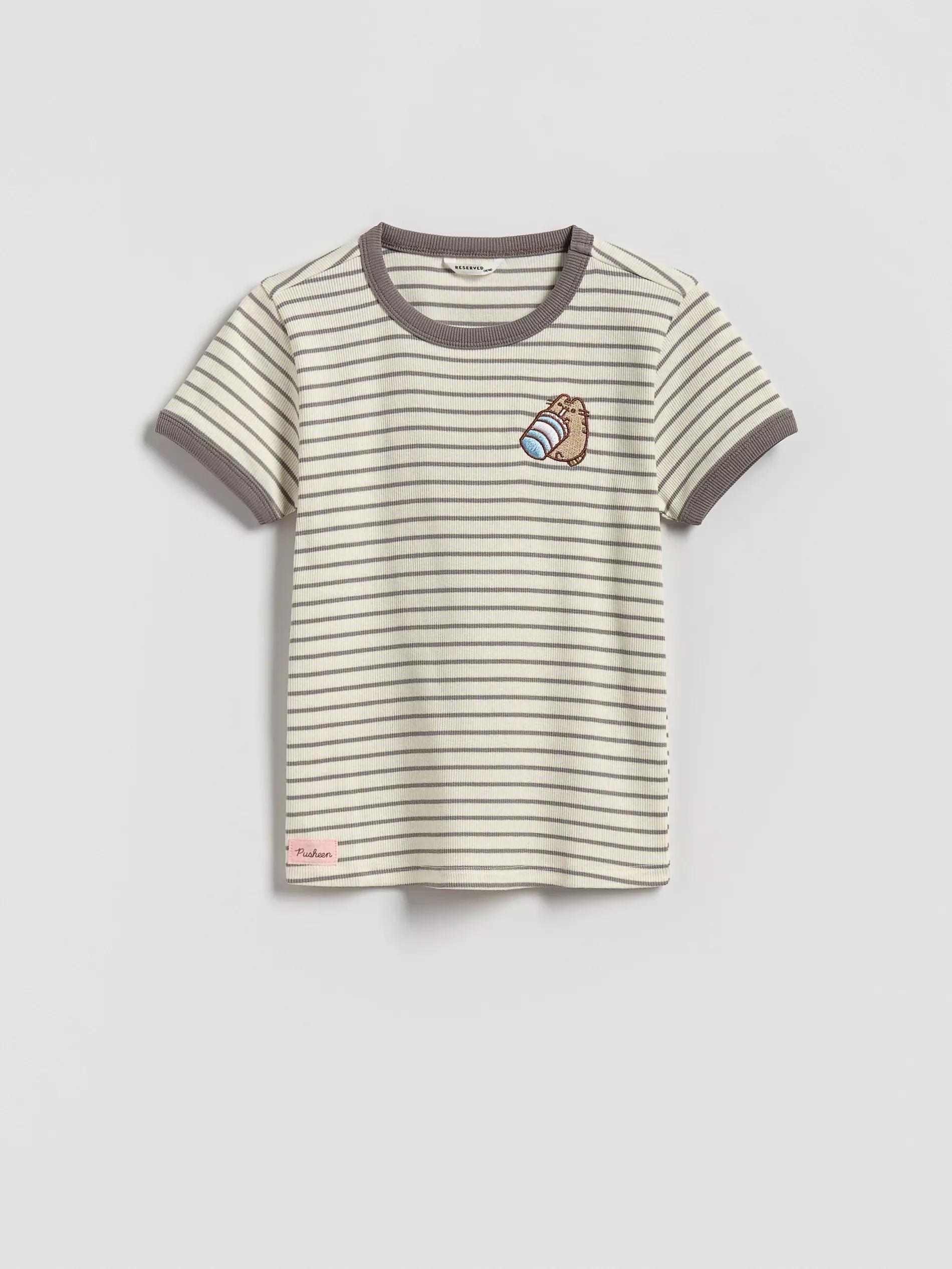 Multicolour Pusheen Striped T-Shirt, Multicolor, medium