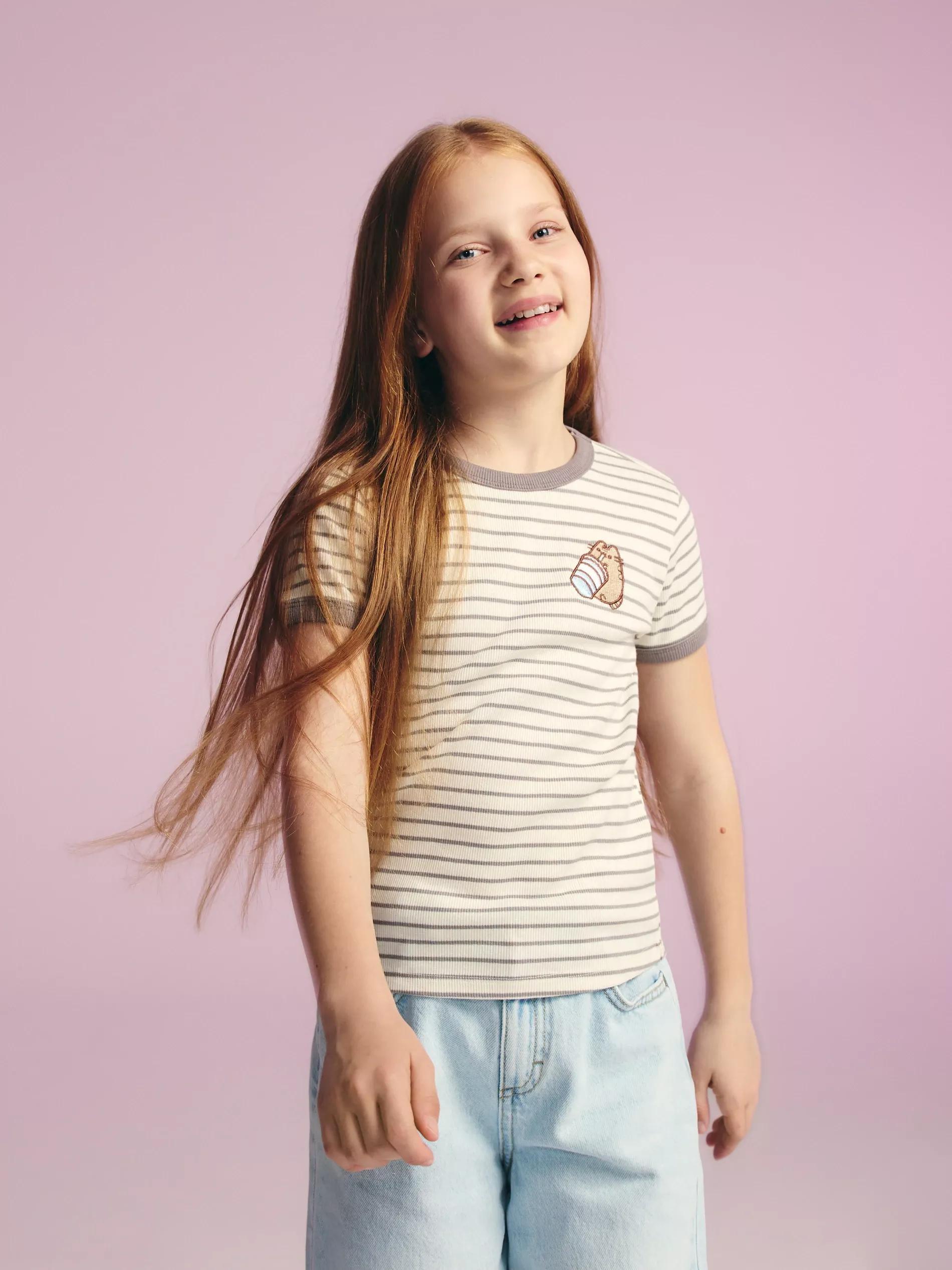 Multicolour Pusheen Striped T-Shirt, Multicolor, medium