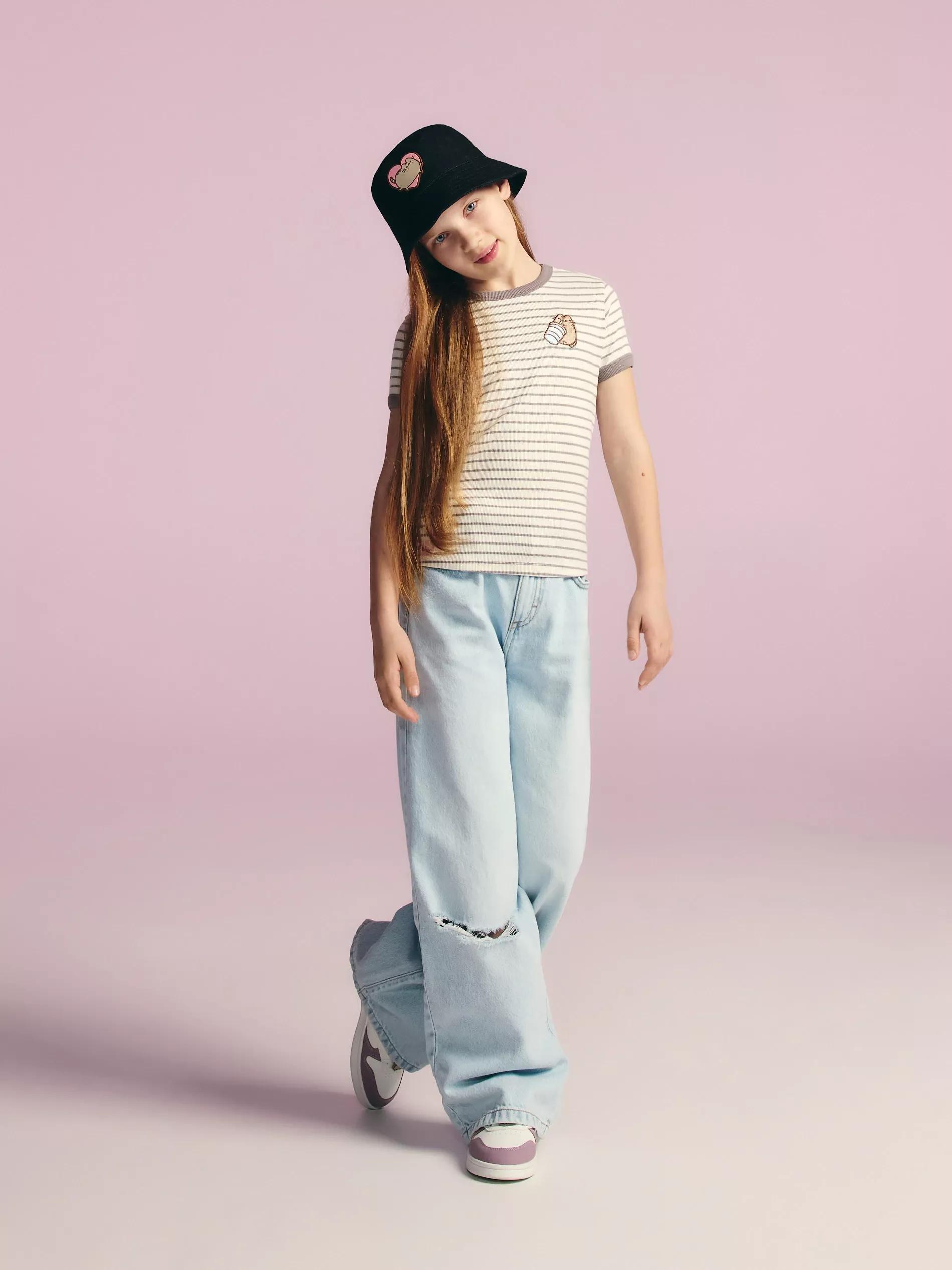 Multicolour Pusheen Striped T-Shirt, Multicolor, medium