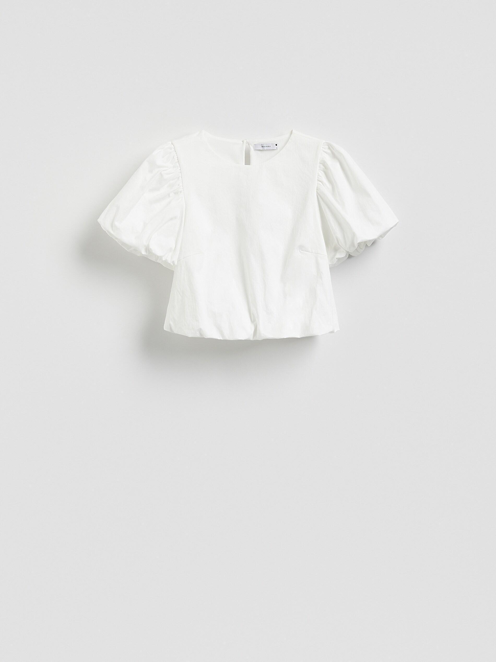 White Puff Sleeve Top, White, medium