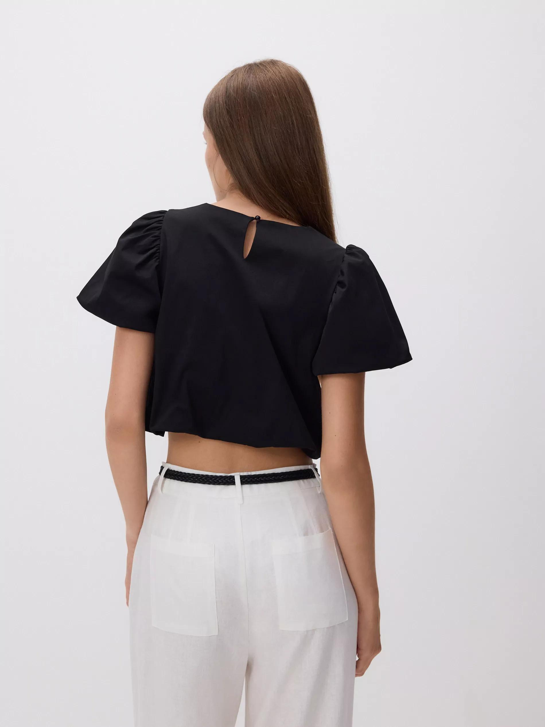 Black Puff Sleeve Top, , large image number 2