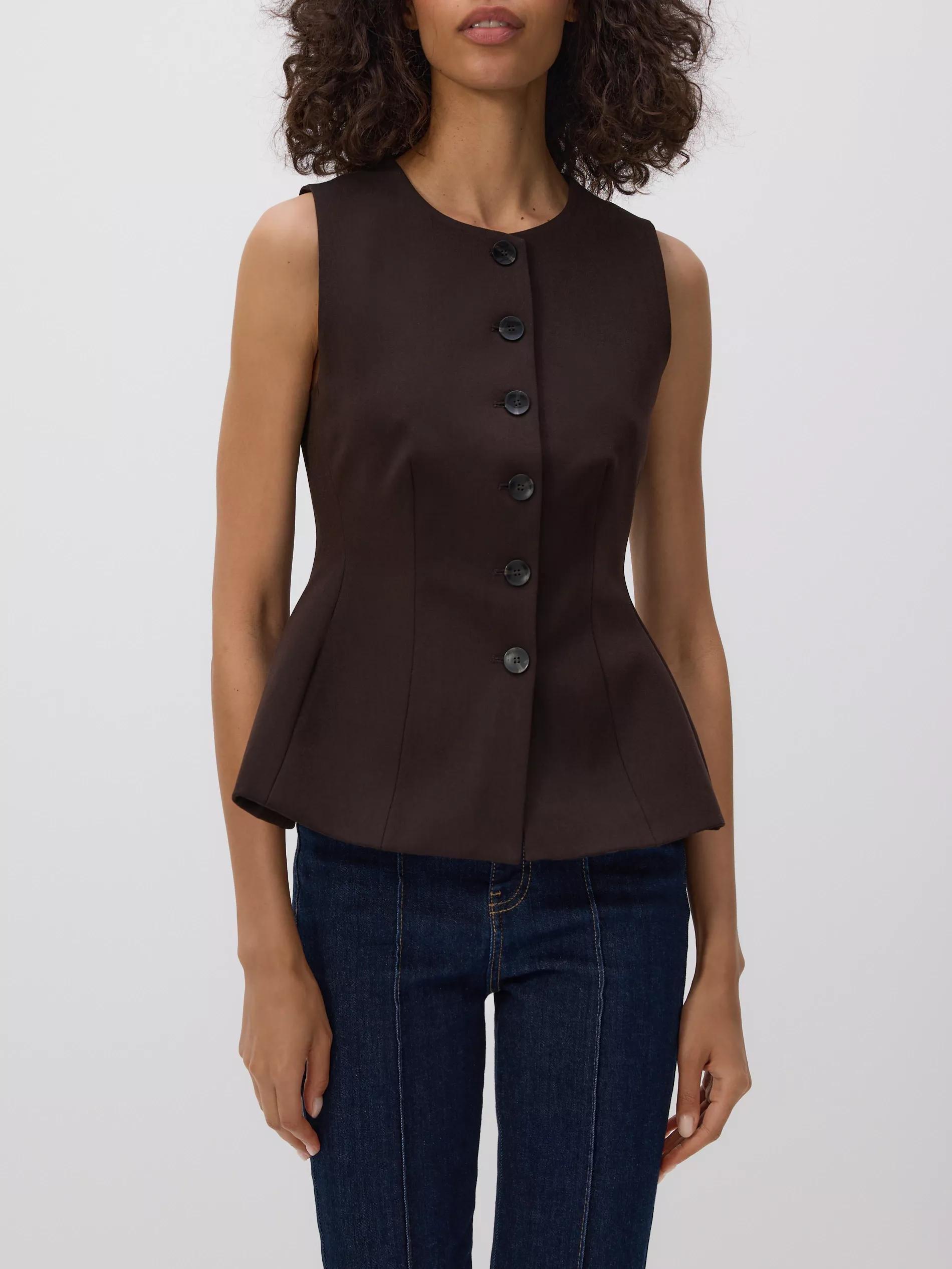 DARK BROWN Viscose rich vest, Brown, large image number 0
