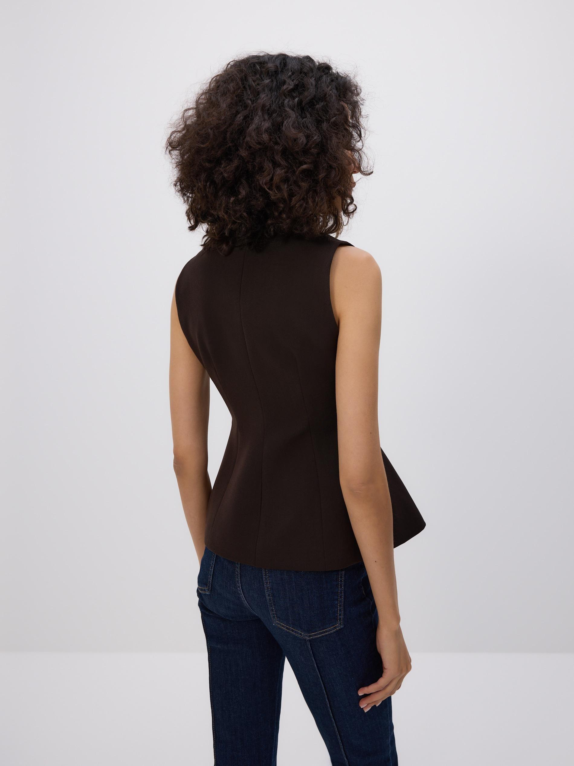 DARK BROWN Viscose rich vest, Brown, large image number 1