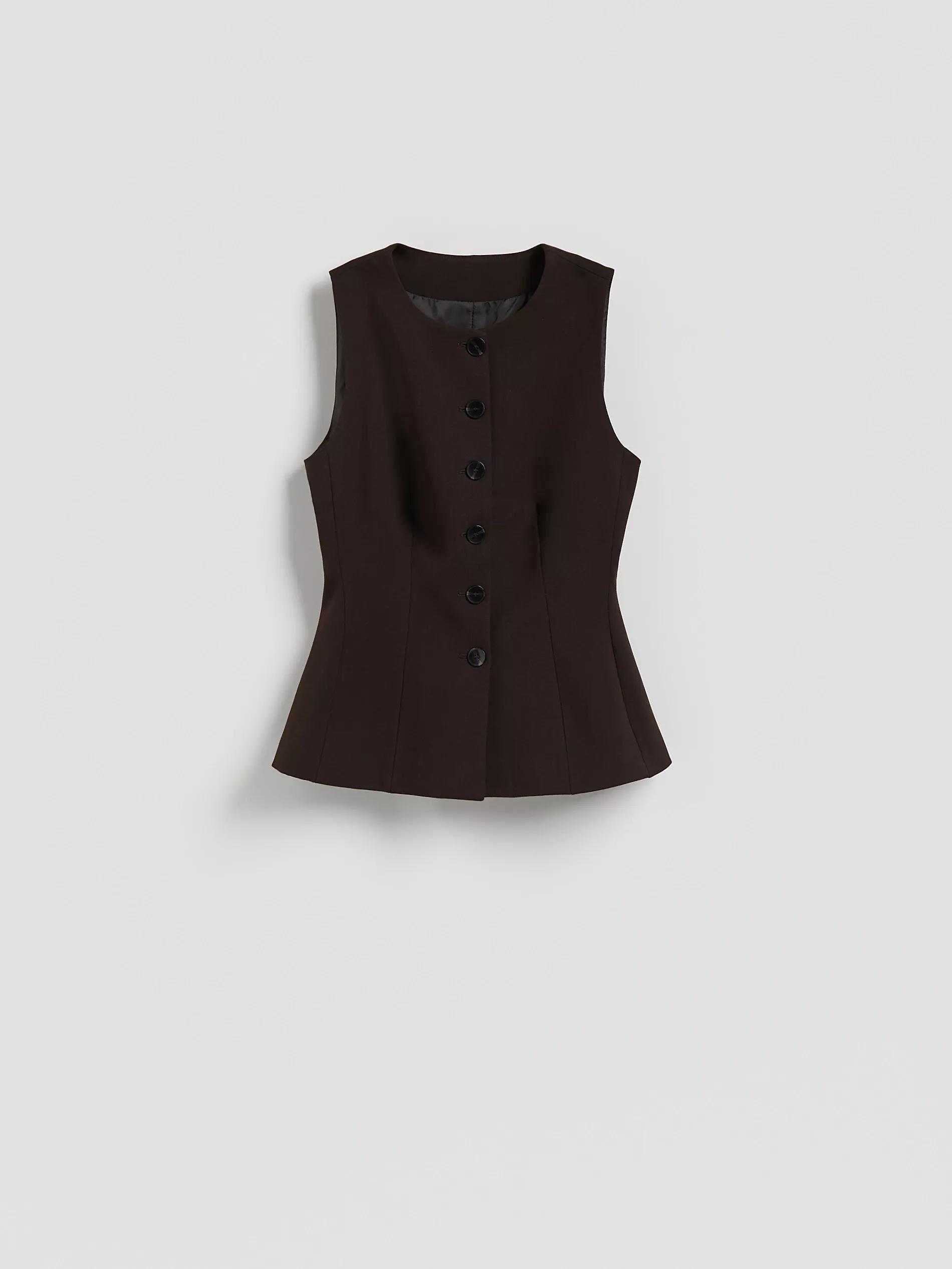 DARK BROWN Viscose rich vest, Brown, large image number 4