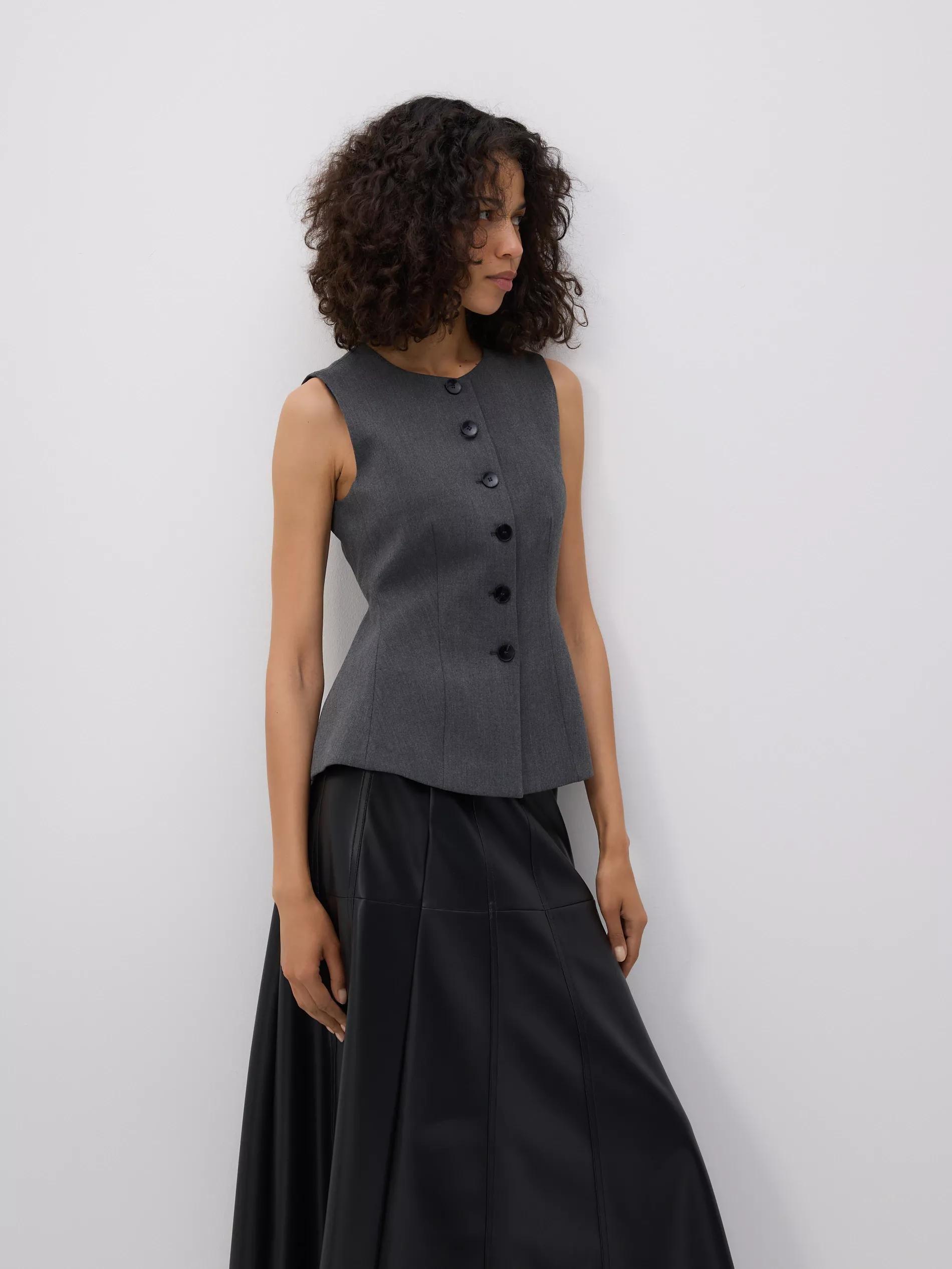 DARK GREY Viscose rich vest, Grey, medium