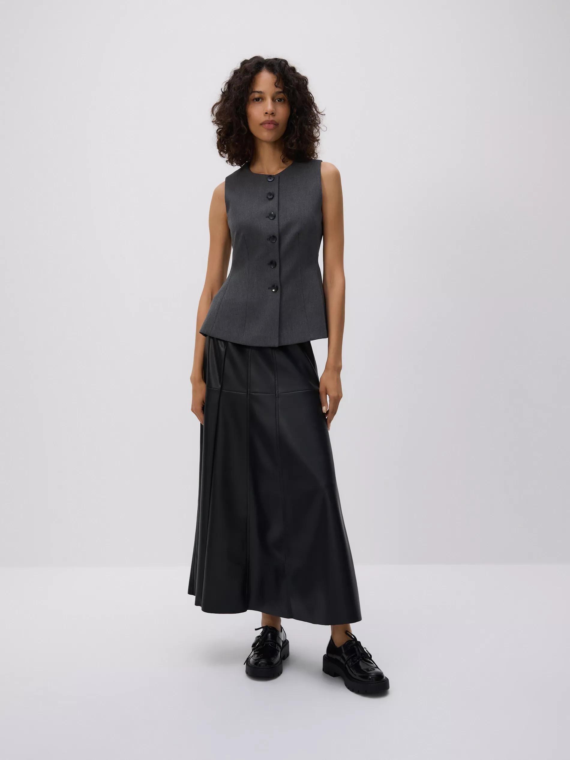 DARK GREY Viscose rich vest, Grey, medium