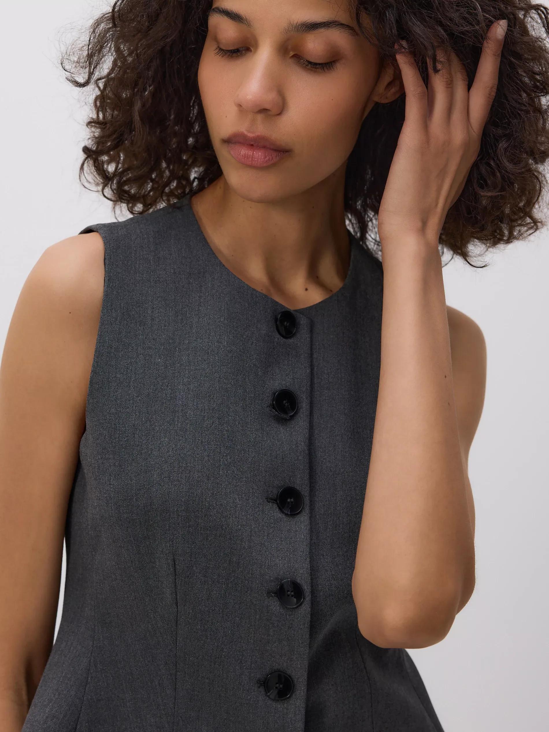 DARK GREY Viscose rich vest, Grey, medium