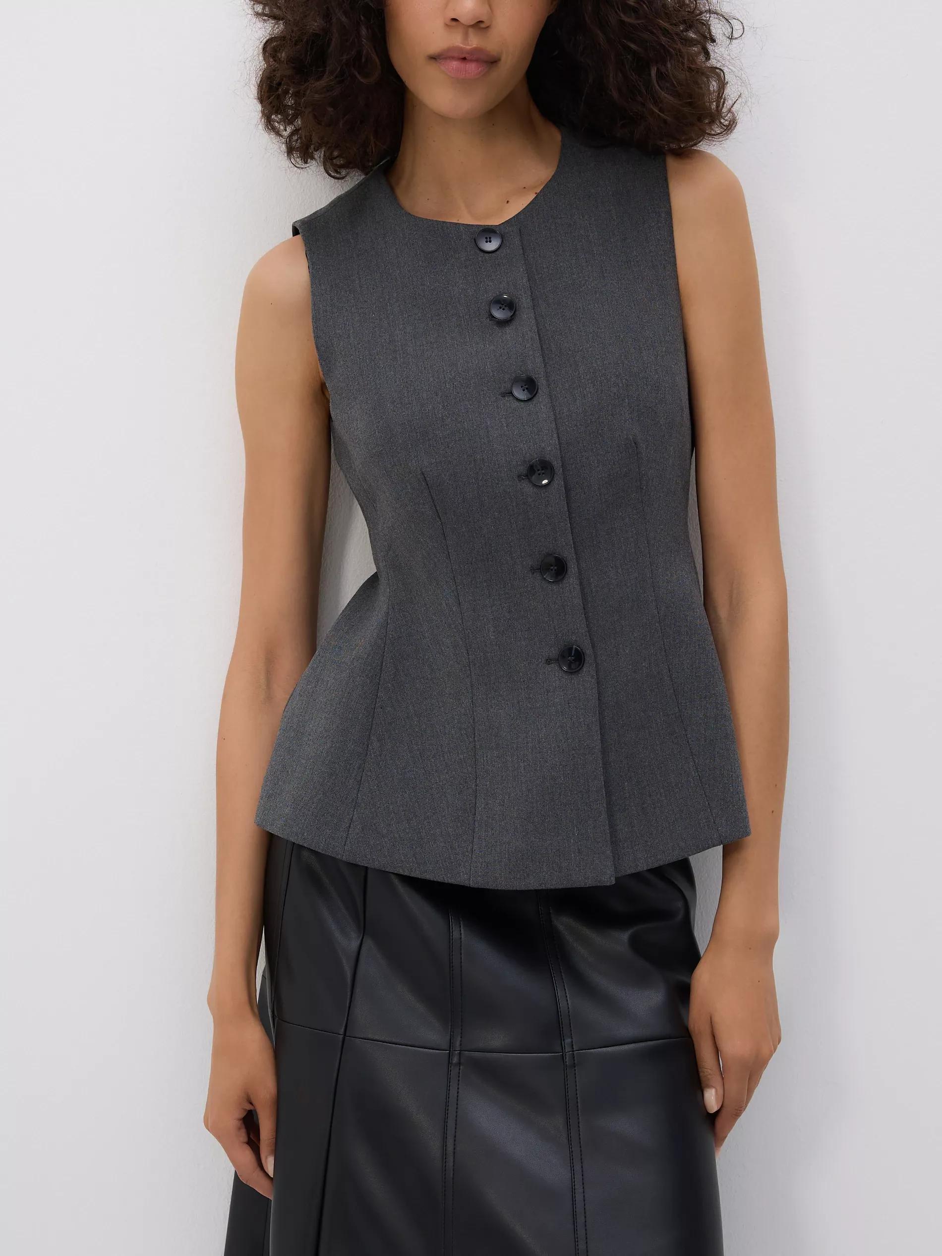 DARK GREY Viscose rich vest, Grey, large image number 4