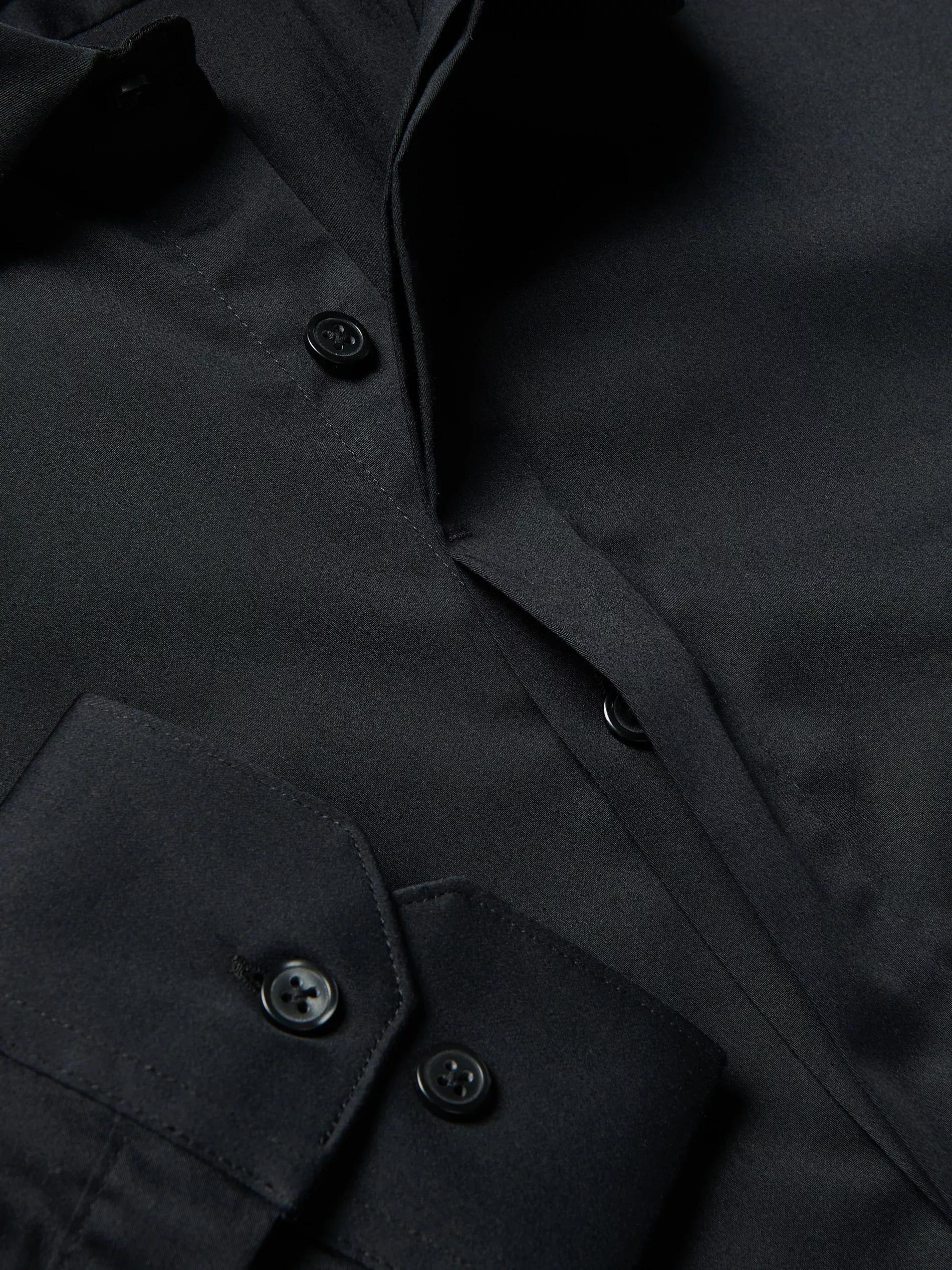 Black Super Slim Fit Plain Shirt, Black, large image number 1