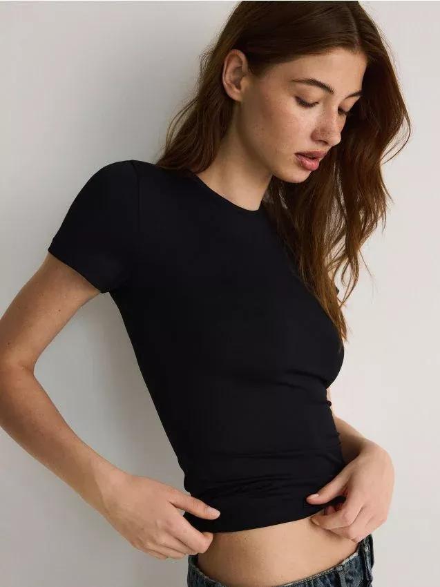 Black Jersey T-Shirt, Black, large image number 0