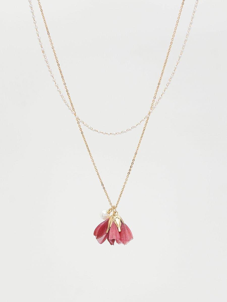 Multicolour Necklaces With Floral Pendant Set, Multicolor, large image number 0